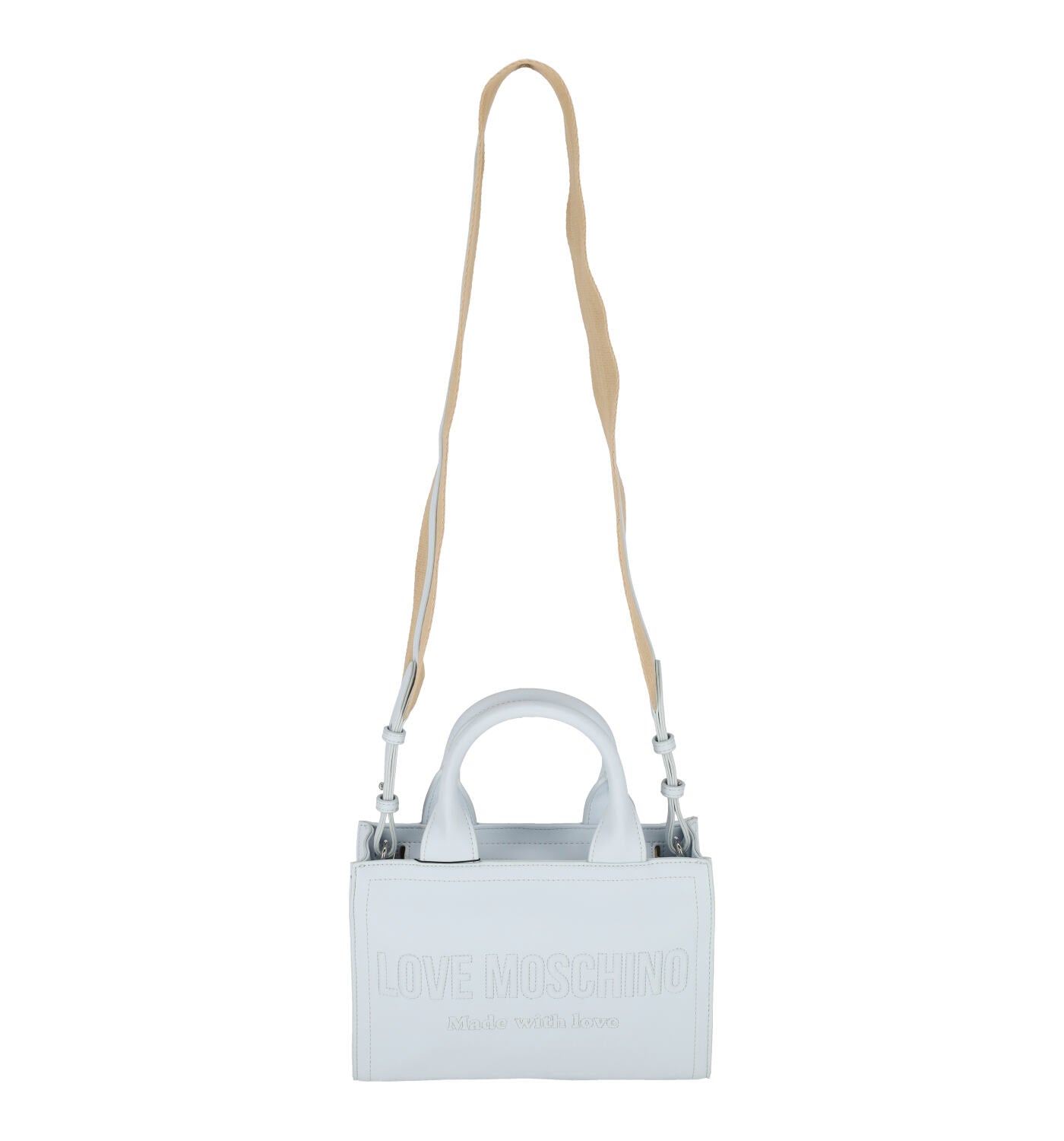 Borsa shopping media logo impunturato con chiusura a zip e tracolla regolabile