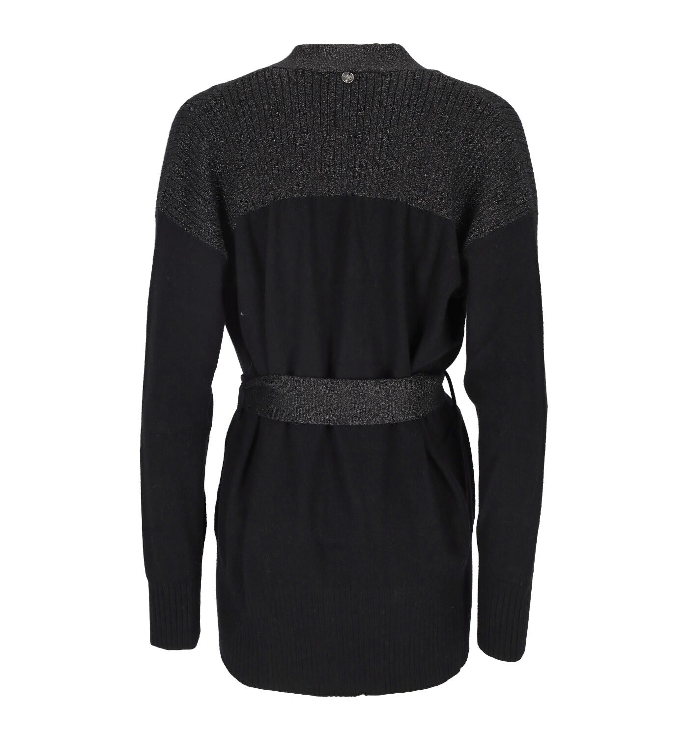 Cardigan a kimono con dettagli e cintura in tessuto lurex