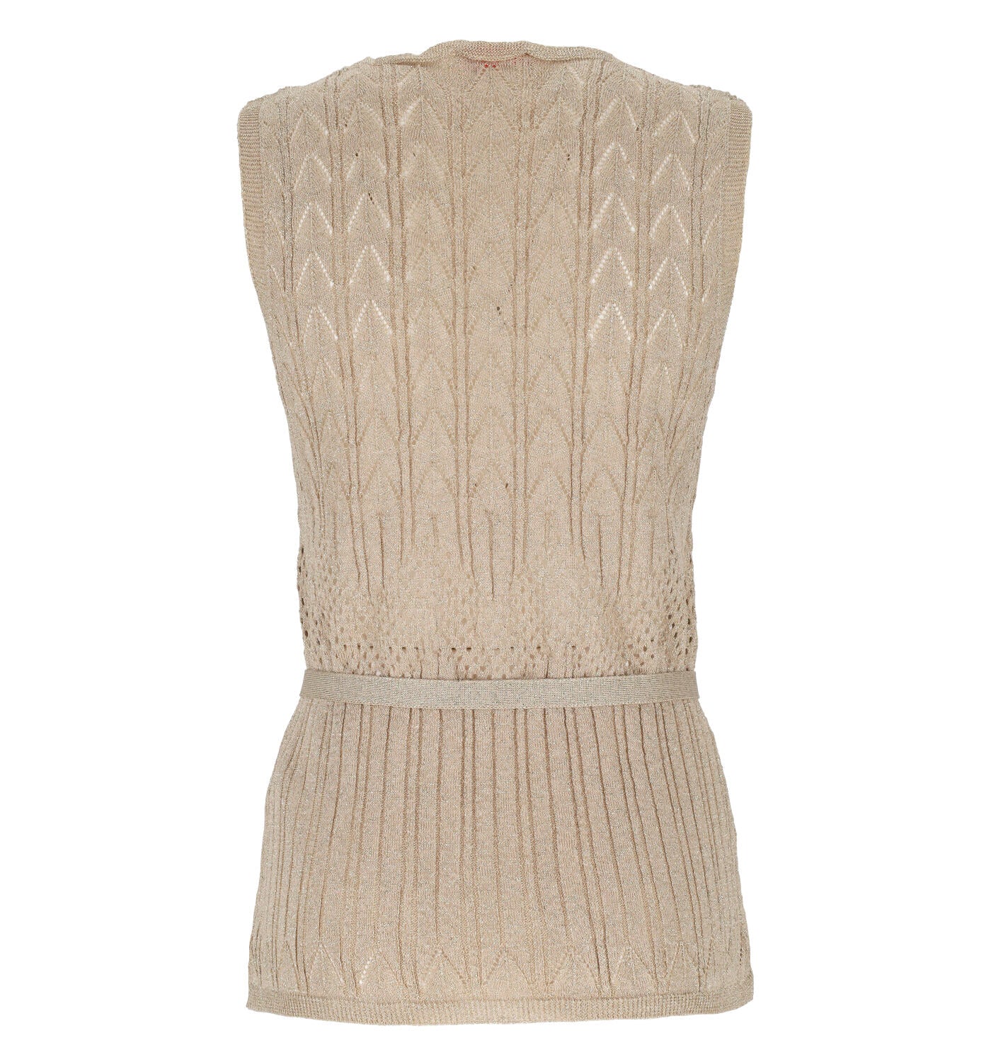 Top traforato lurex scollo a V con cinturino