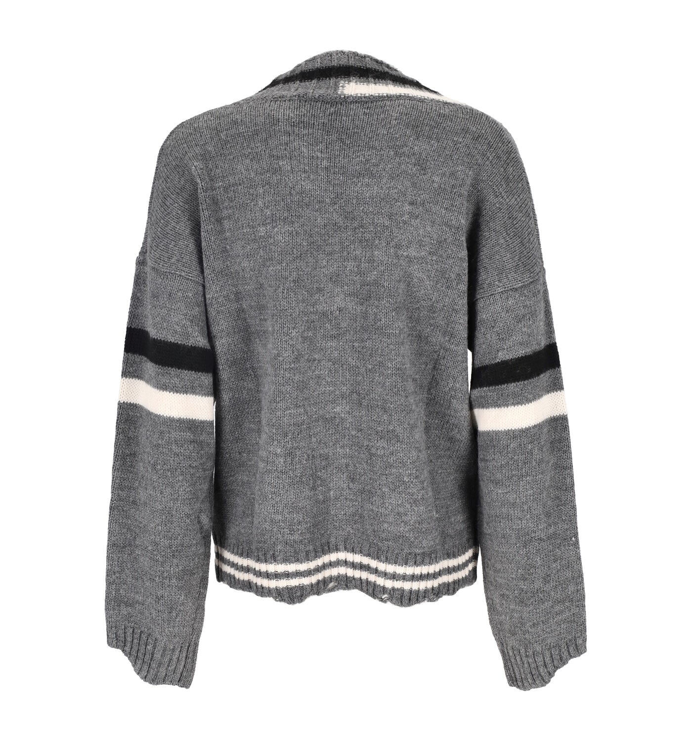 Maglione scollo a v con righe