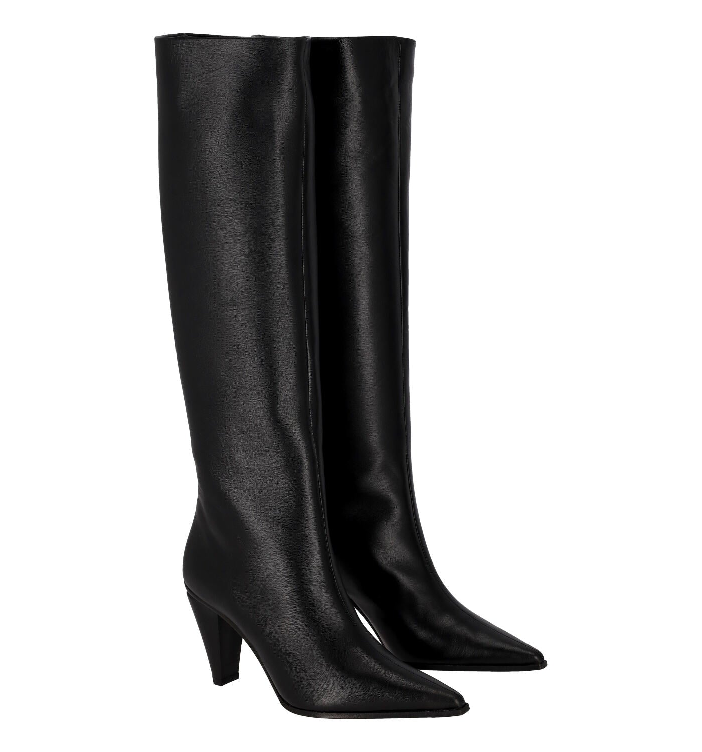 Stivale in pelle con tacco altezza 9 cm.