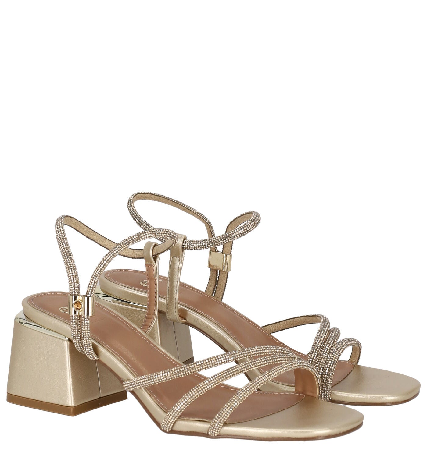 Sandalo con strass tacco largo, tacco alto 5 cm CARMEN