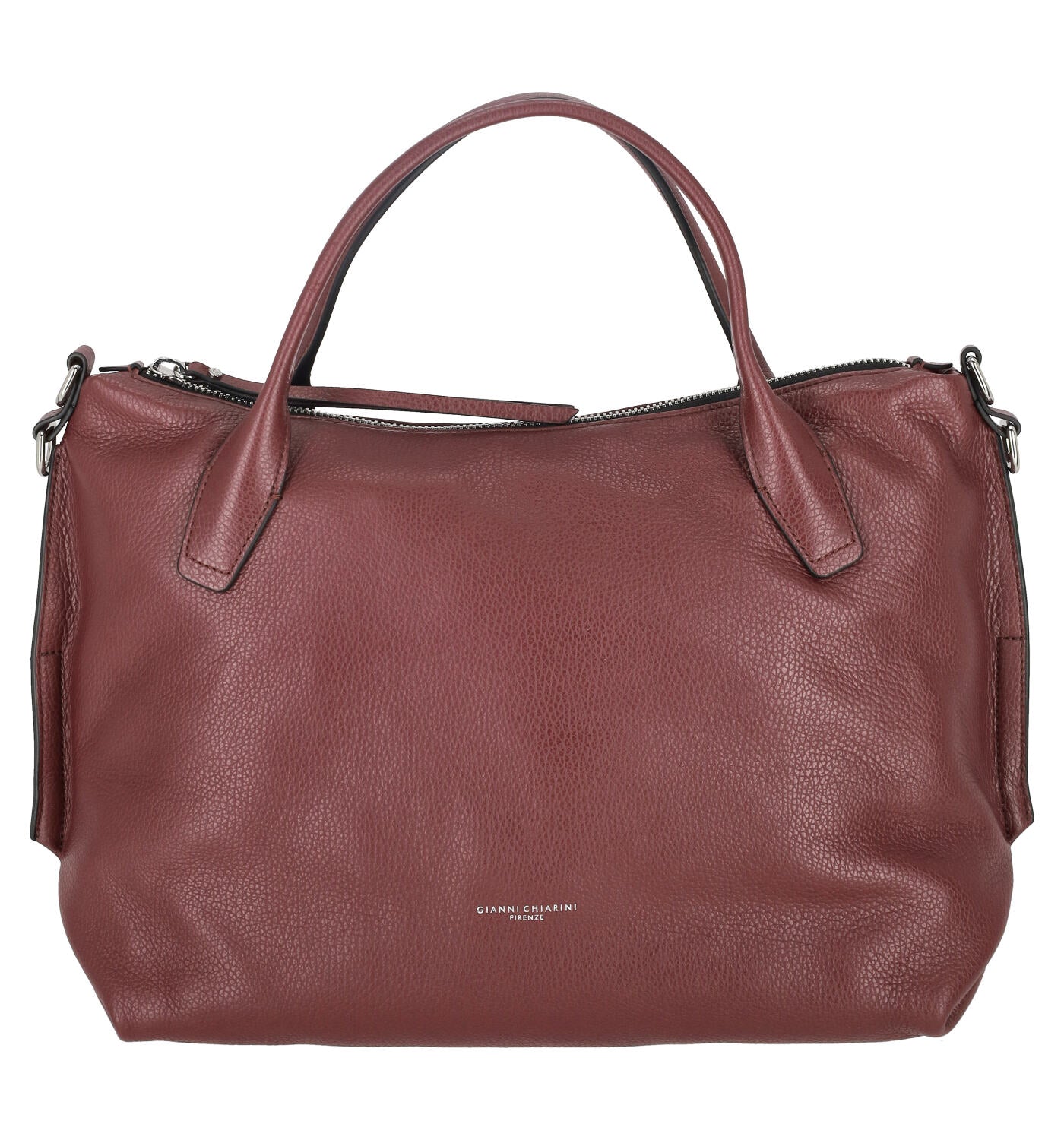 Borsa shopping a mano con chiusura a zip e tracolla regolabile