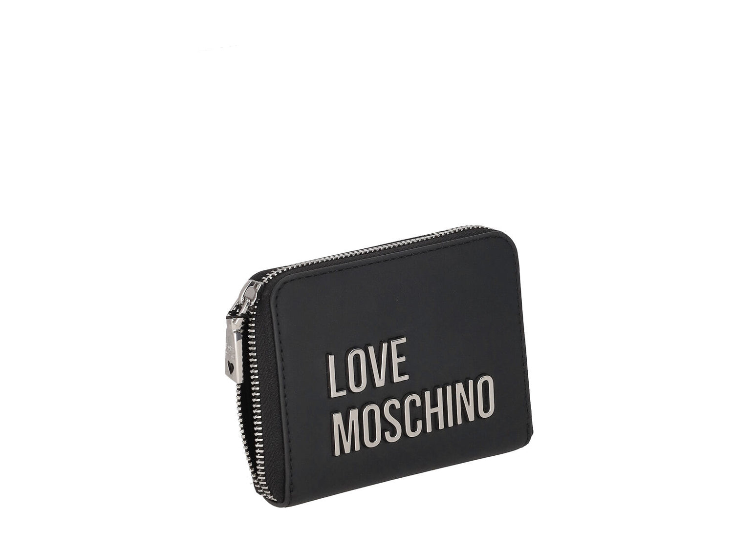 Portafoglio zip around con logo lettering argento grande