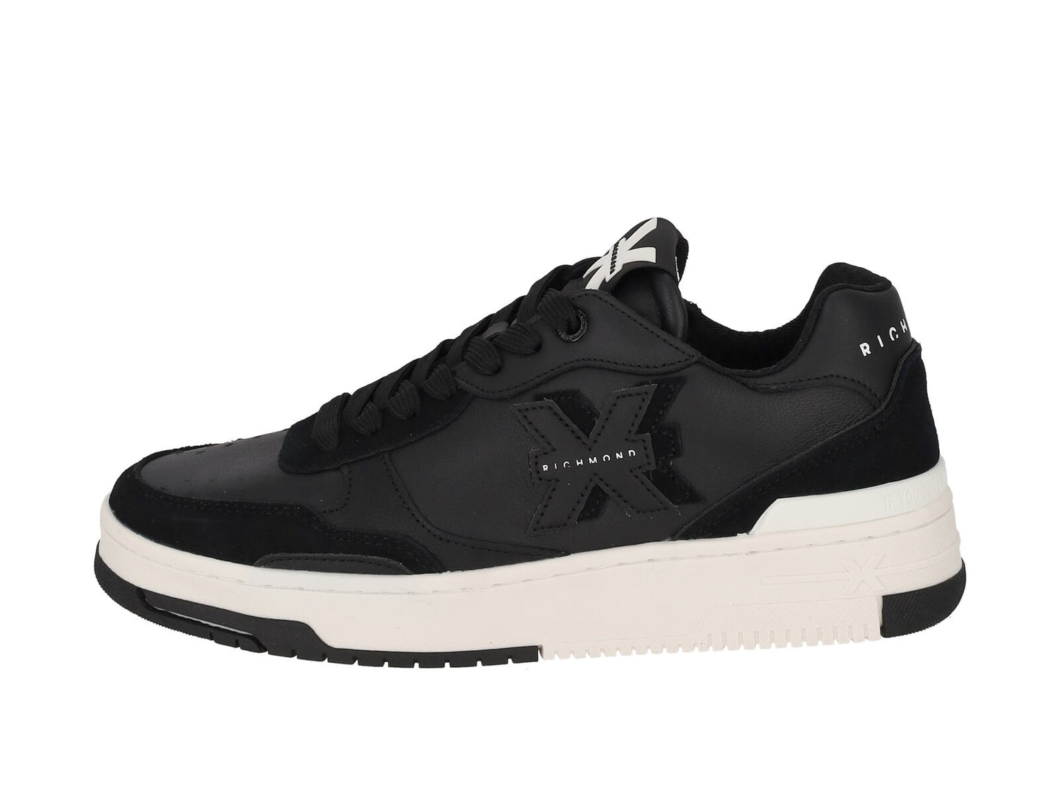 Sneakers in pelle e camoscio con logo cucito, suola in gomma