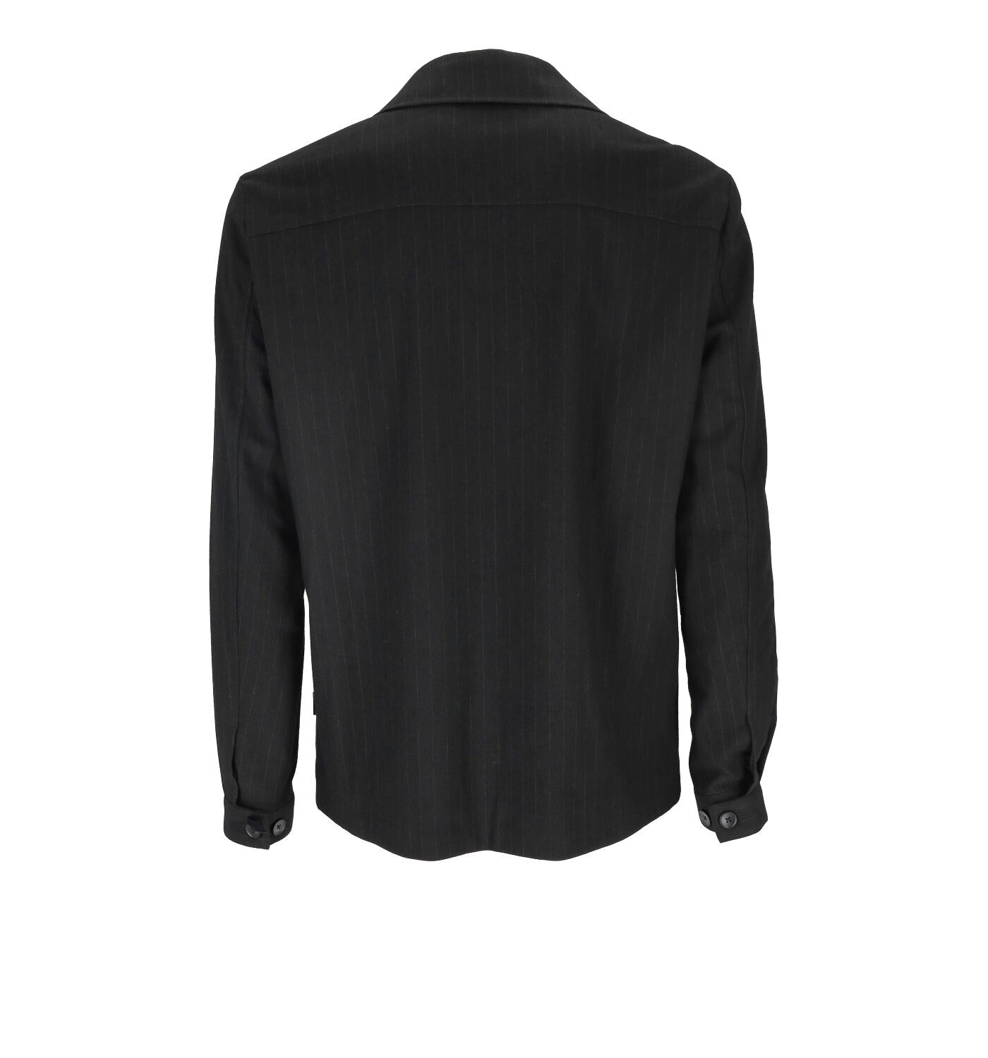 Overshirt gessata con bottoni e tasche