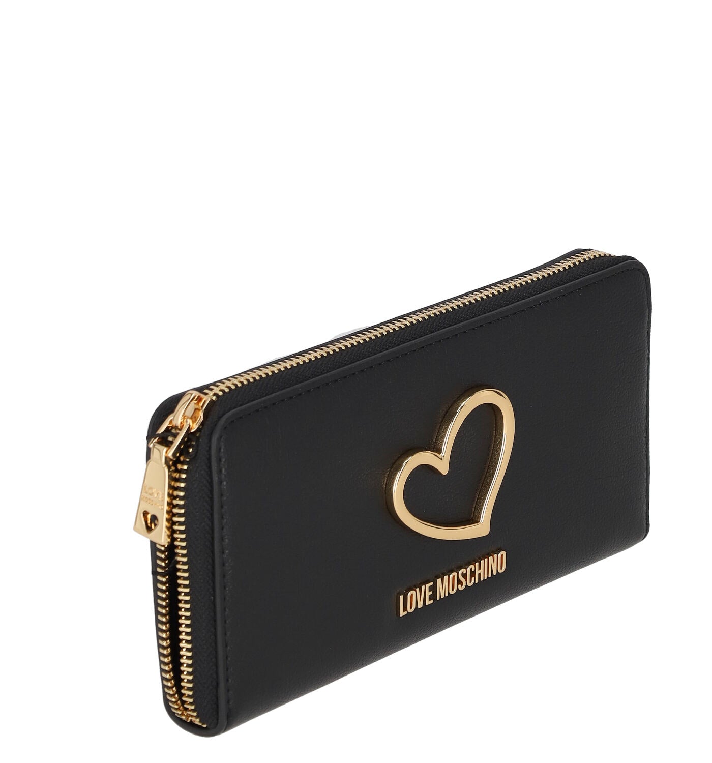 Portafoglio grande con zip around e dettaglio cuore oro