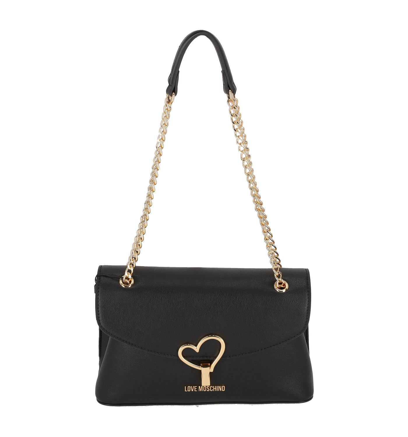 Borsa a tracolla con chiusura a patta cuore oro