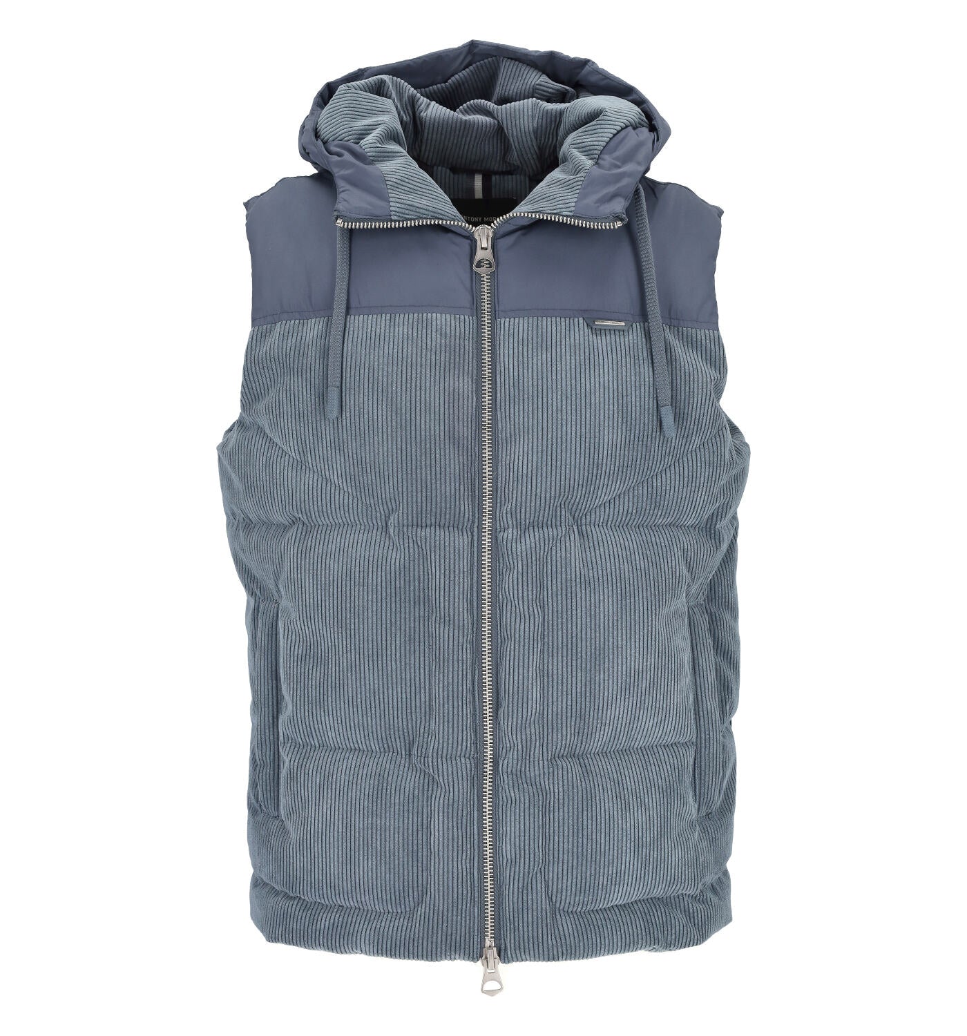 Giubbino smanicato a costine con chiusura zip