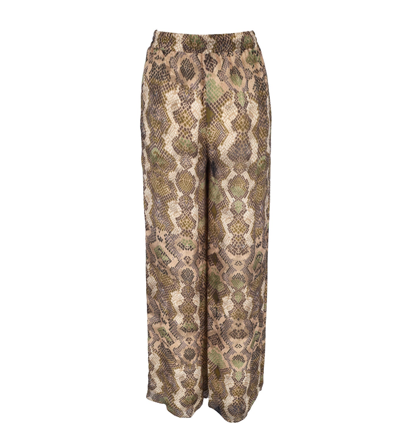 Pantalone a palazzo con coulisse in vita stampa pitone