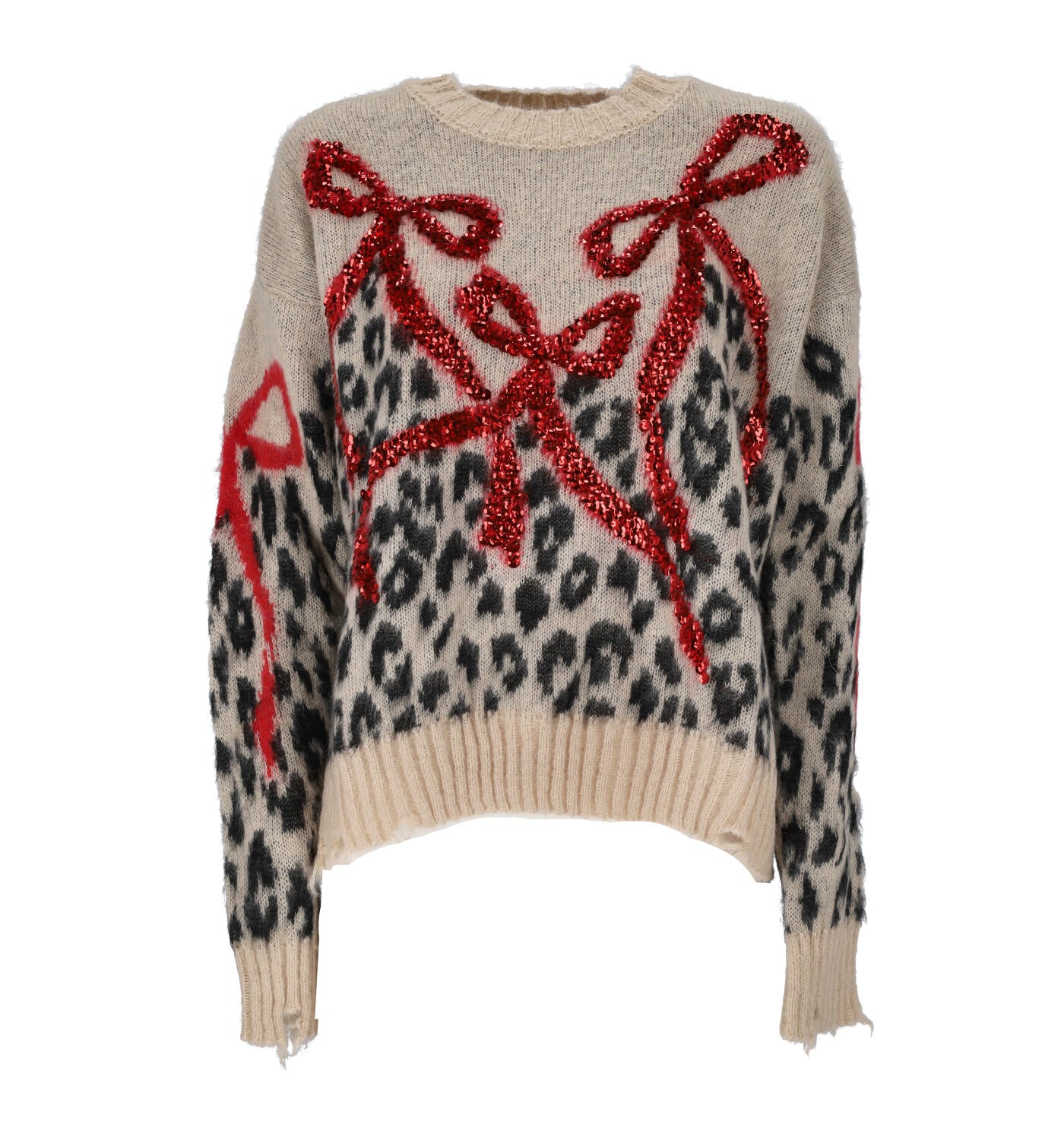 Maglione in lana maculato con fiocchi