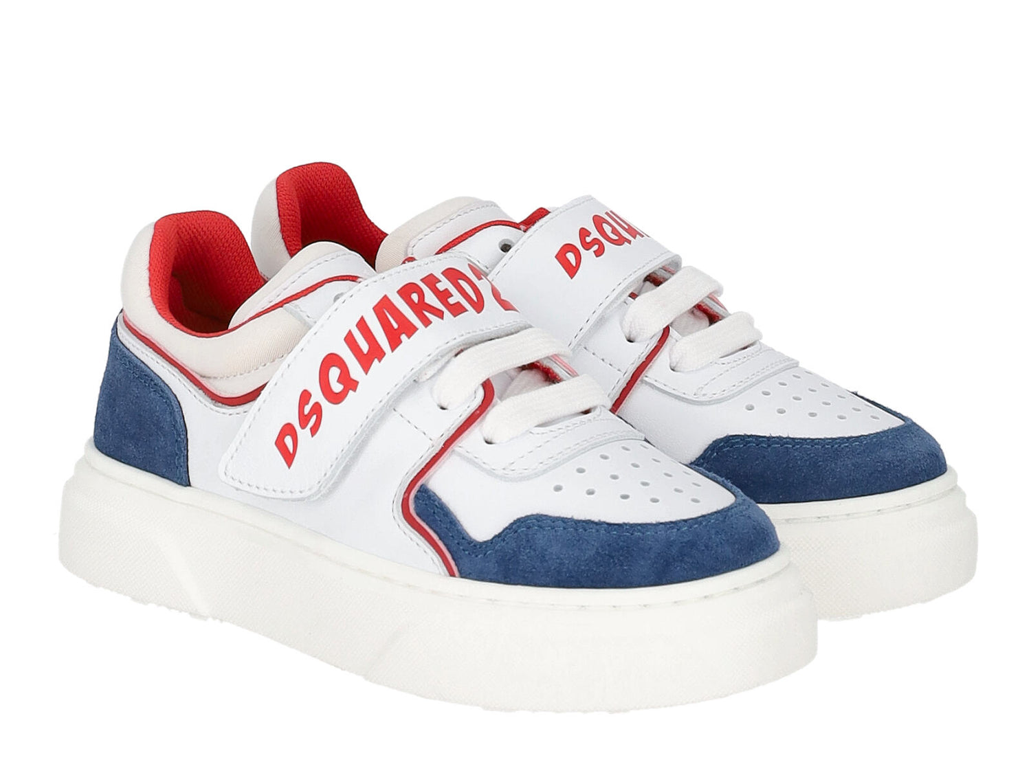 Sneakers in pelle e camoscio con strappo