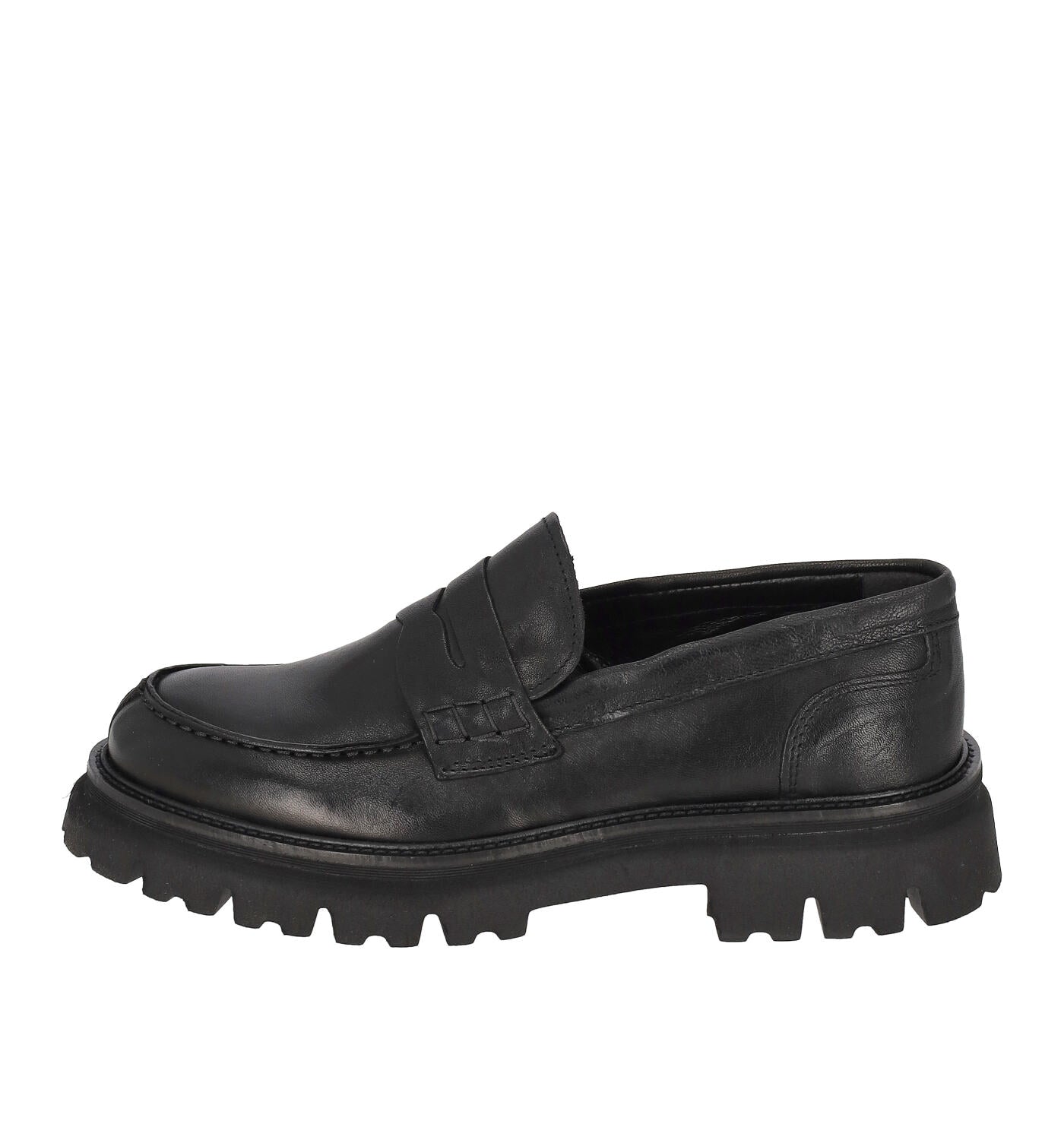 Mocassino in pelle vintage con bendina, fondo roccia