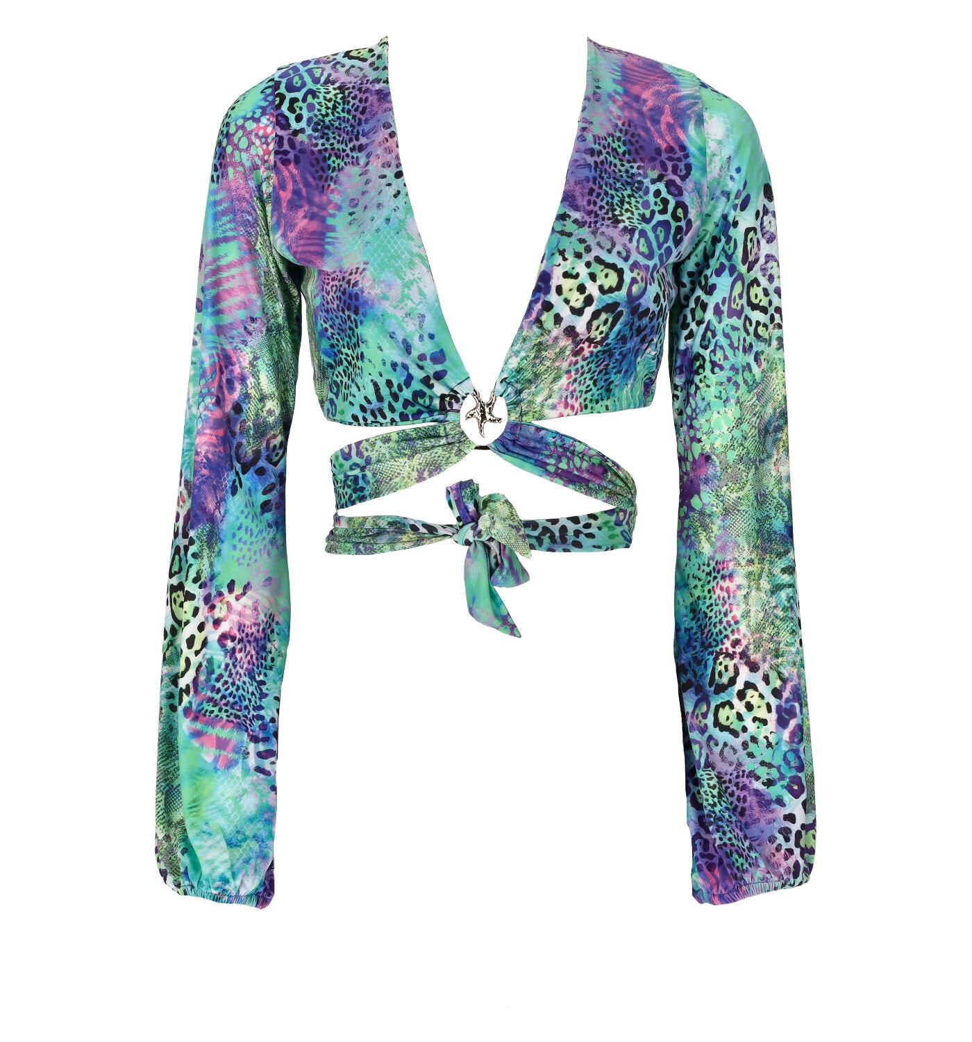 Top corto manica lunga animalier