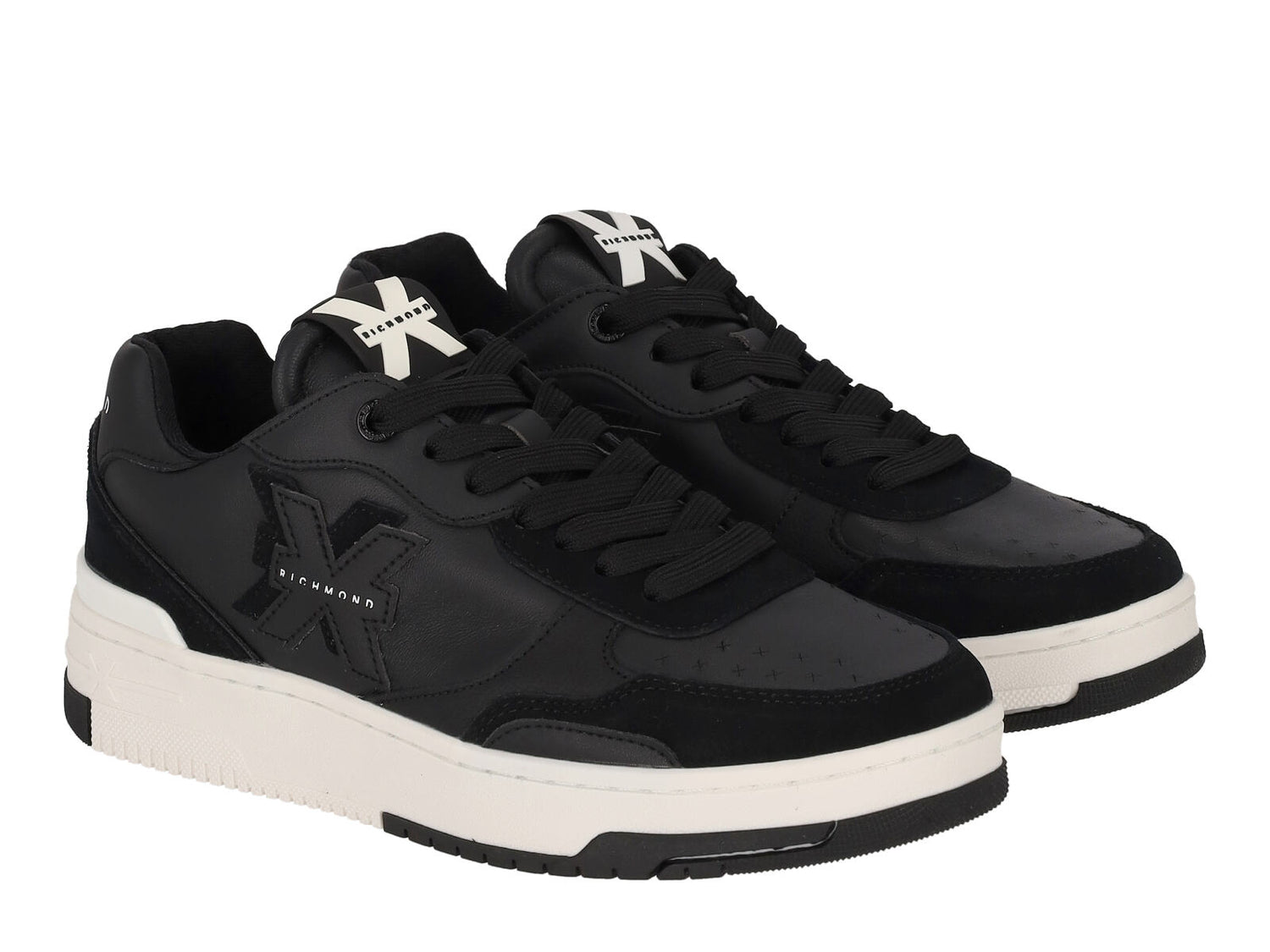 Sneakers in pelle e camoscio con logo cucito, suola in gomma