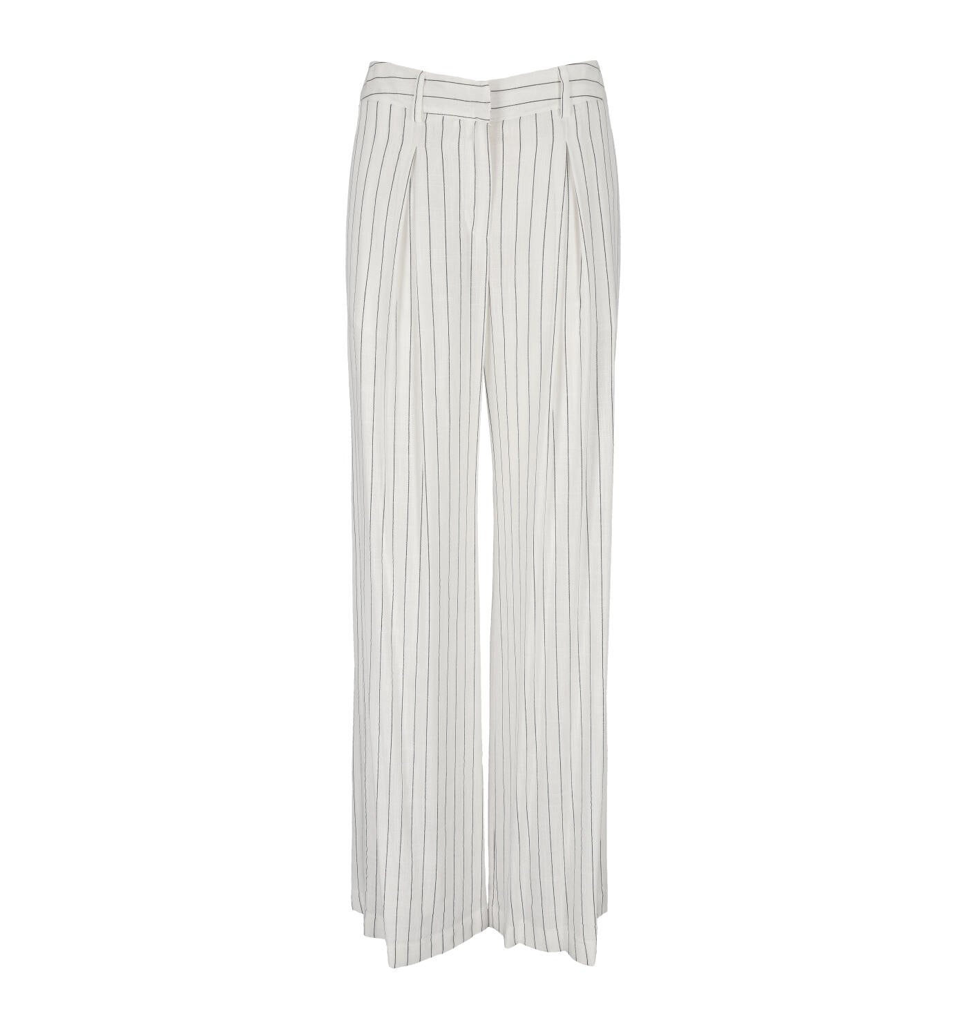 Pantalone a palazzo gessato in lino con pences
