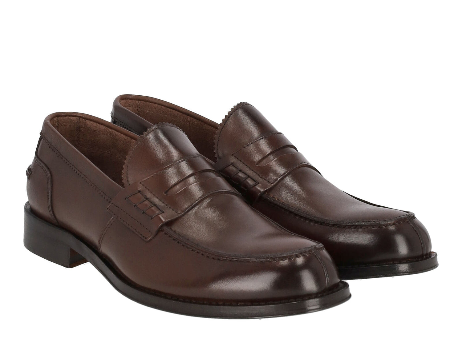 Mocassino in pelle invecchiato con bendina fondo cuoio