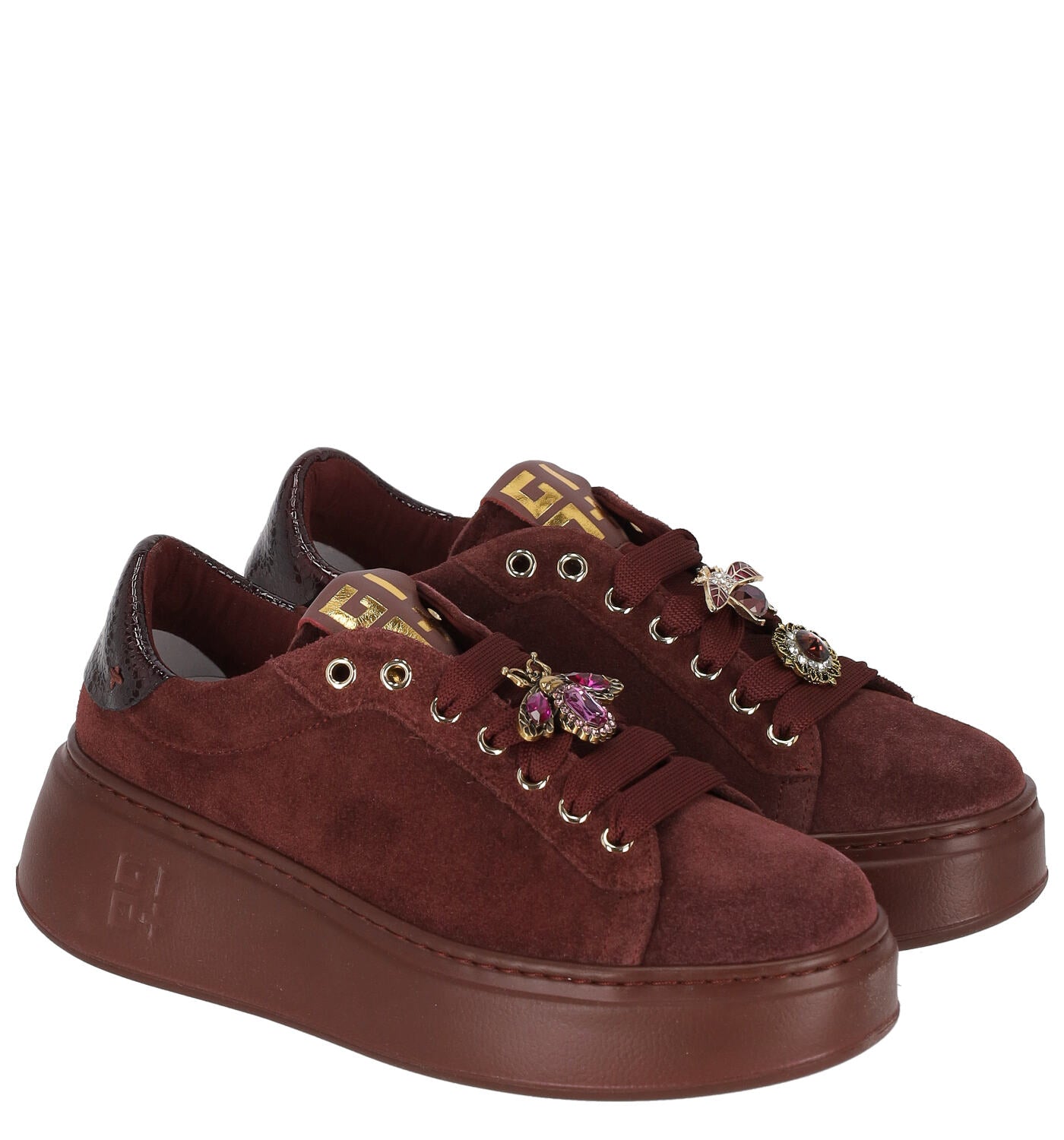 Sneakers platform in camoscio