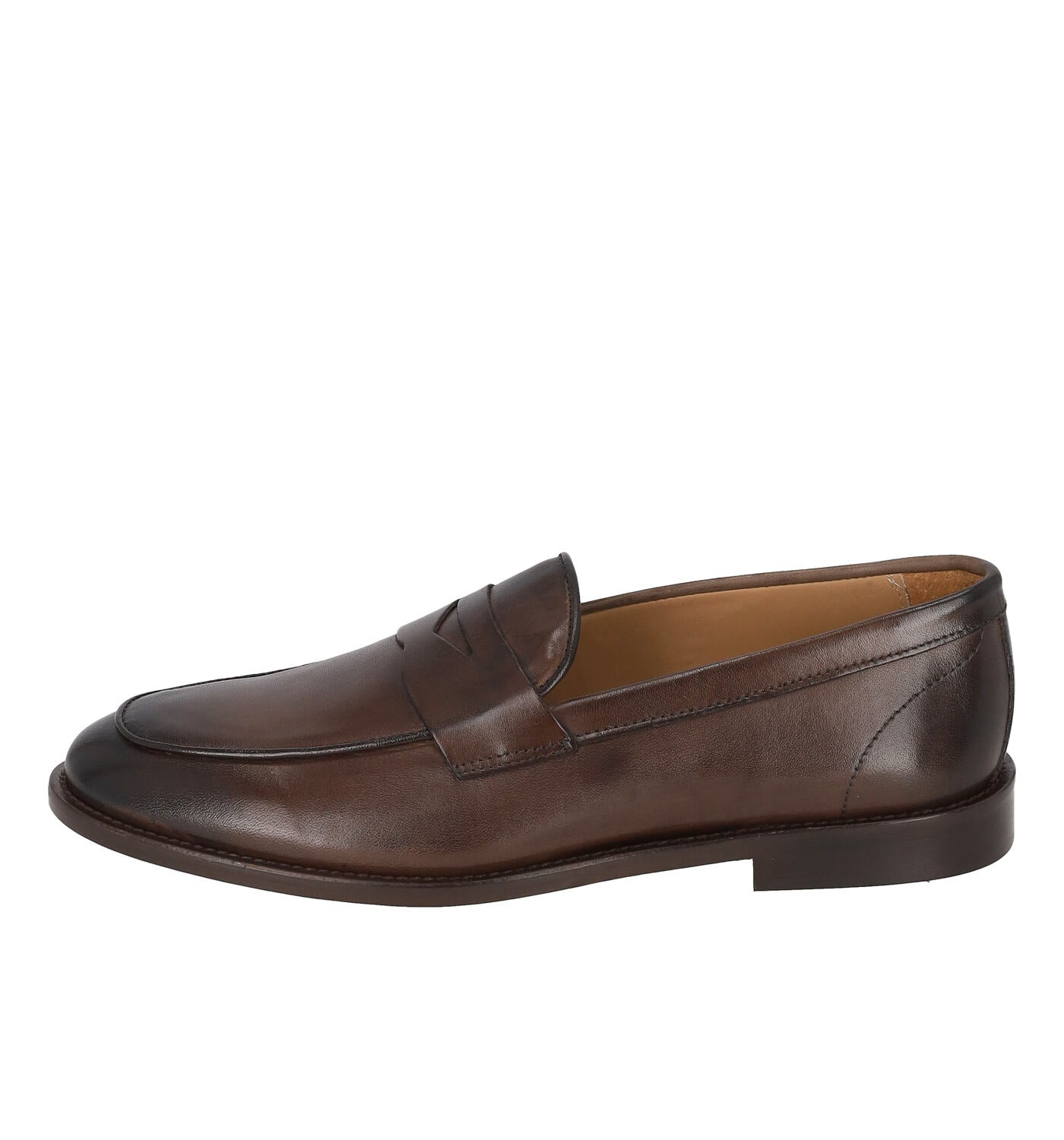 Mocassino in pelle crust con bendina fondo cuoio