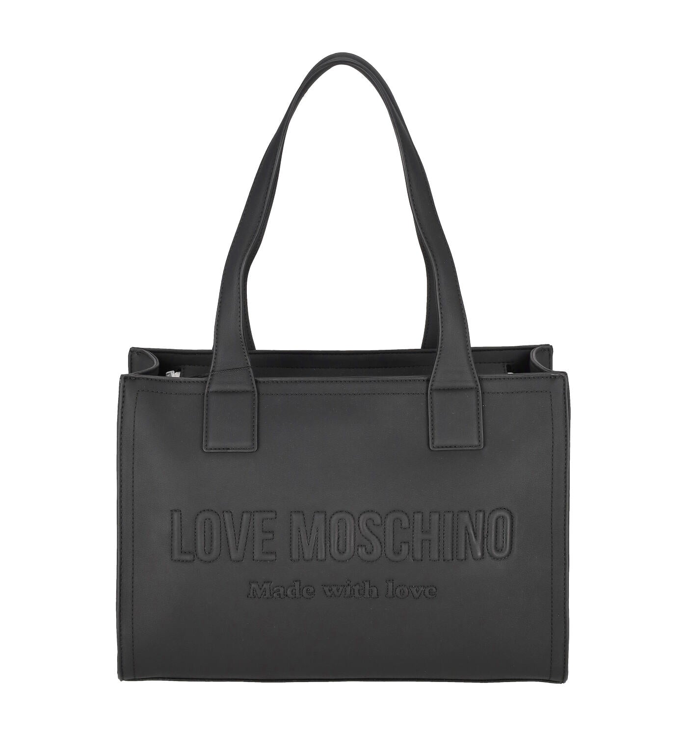 Borsa shopping logo impunturato con chiusura a zip