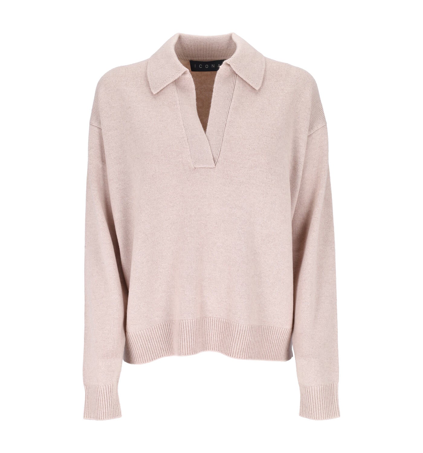 Pullover con collo a polo e scollo a V