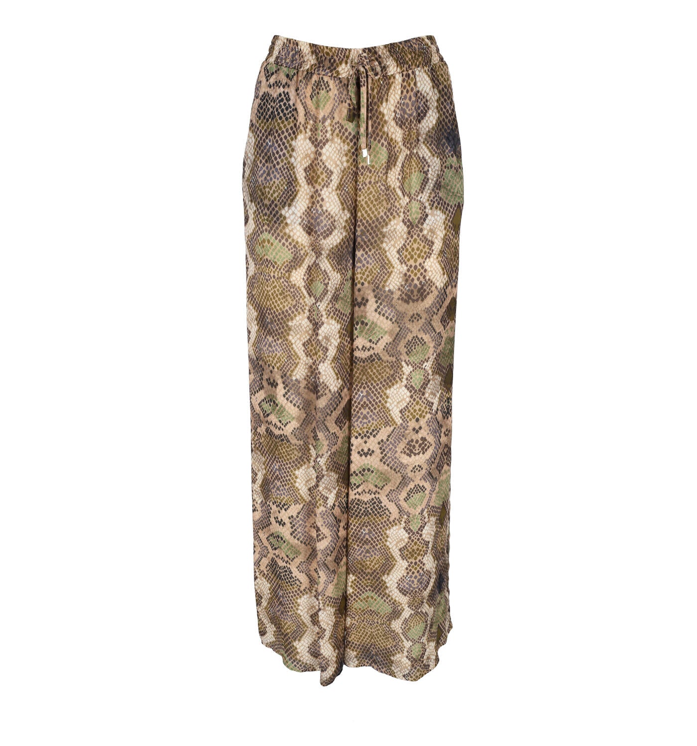 Pantalone a palazzo con coulisse in vita stampa pitone