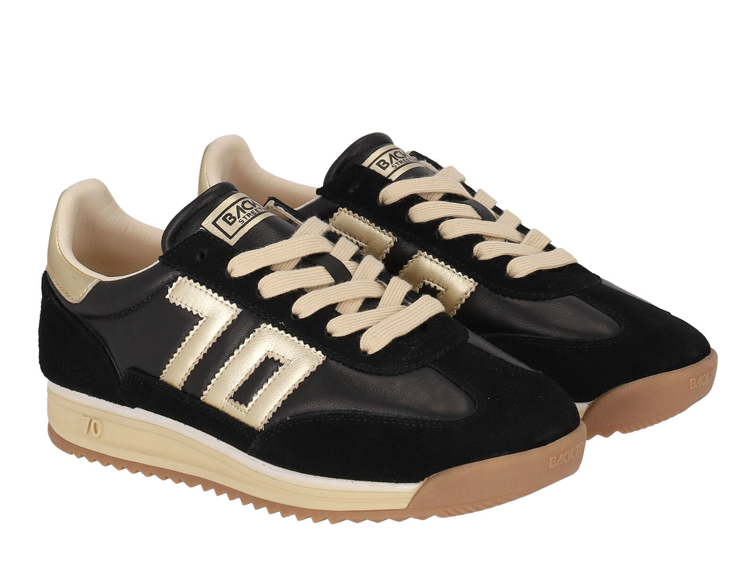 Sneakers in pelle e camoscio con suola in gomma