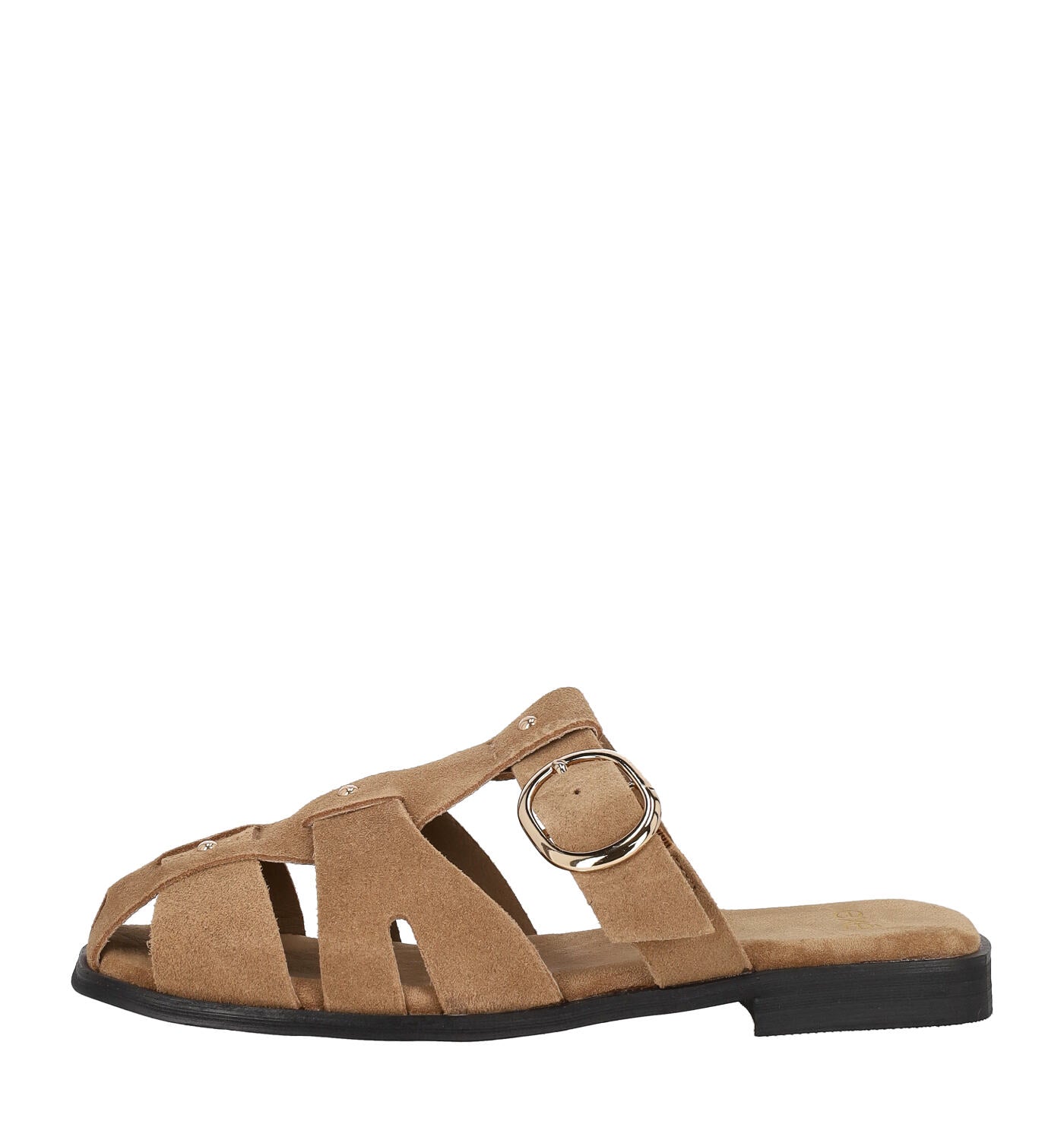 Sabot in camoscio punta quadrata con fibbia