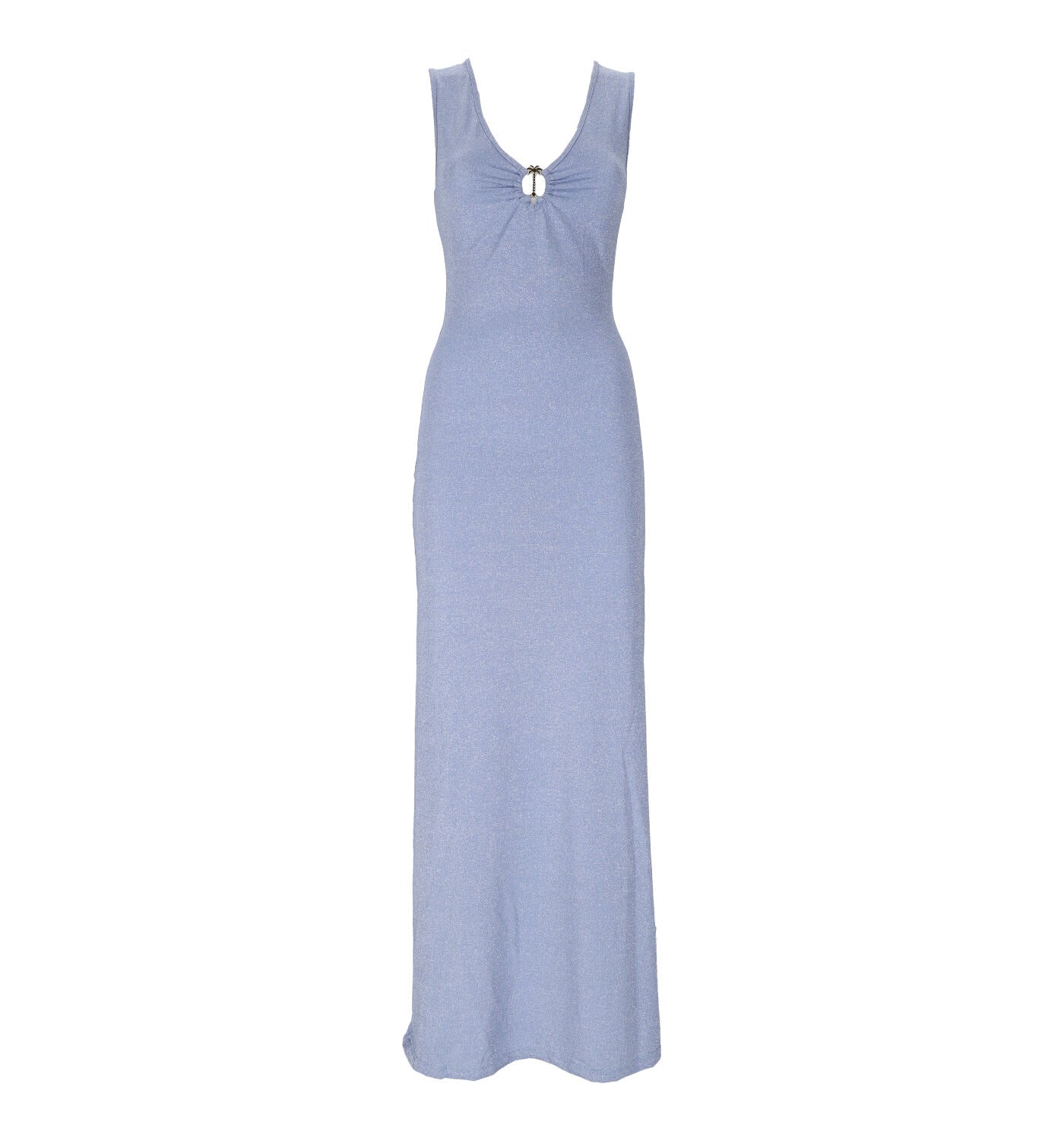 Abito lungo copricostume lurex con accessorio oro
