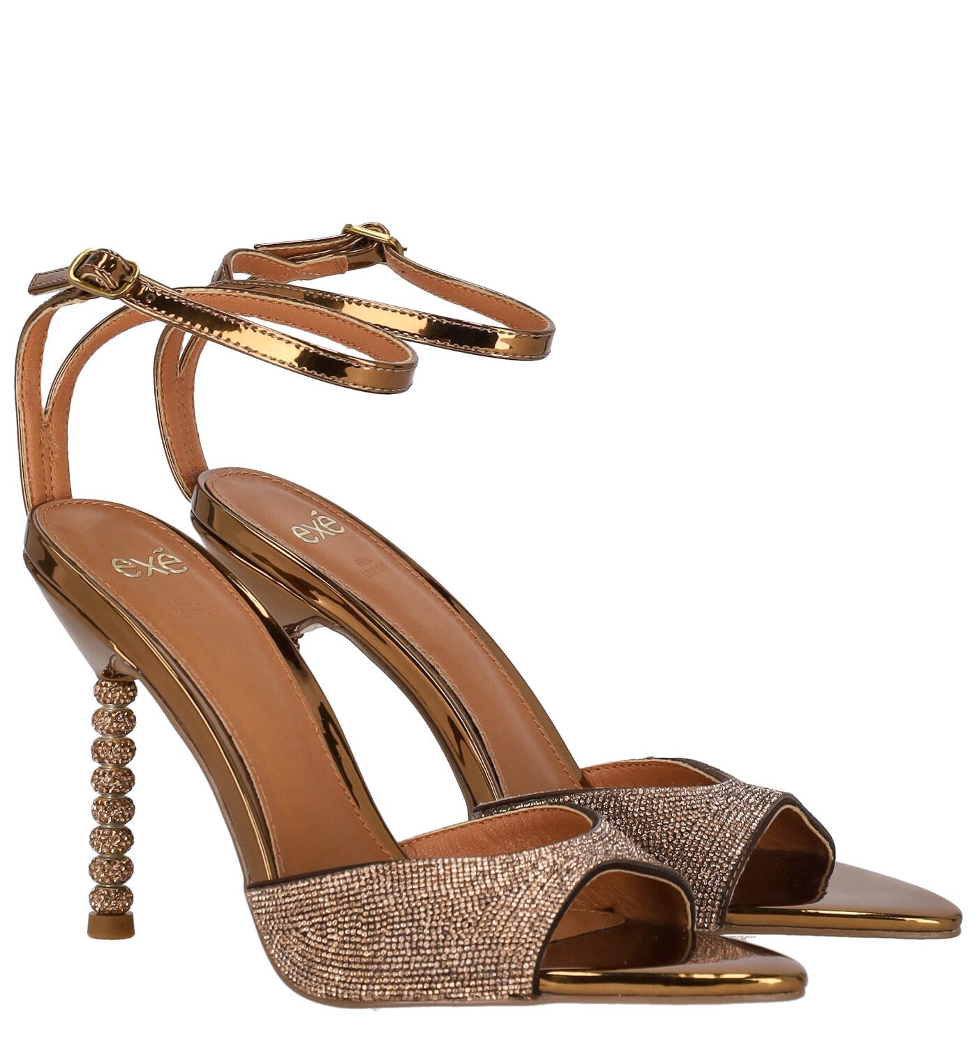 Sandalo forma a punta con tacco e fascia strass, tacco alto 10 cm JOY