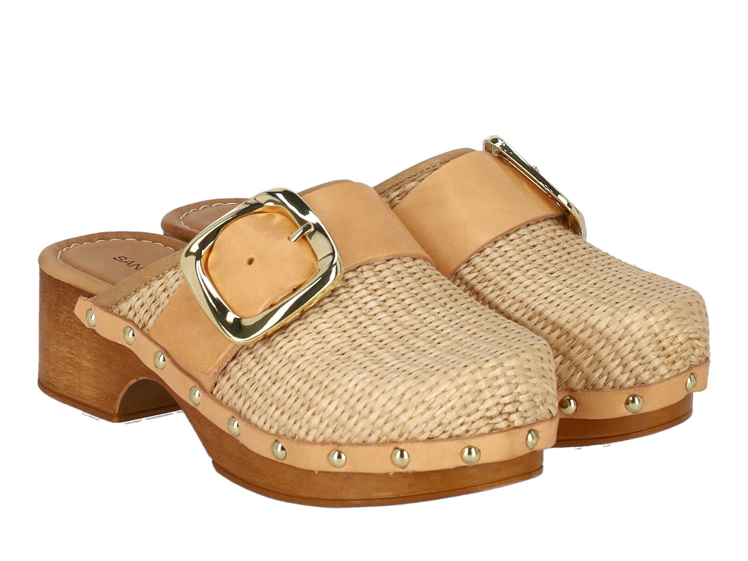 Sabot in rafia con fibbia