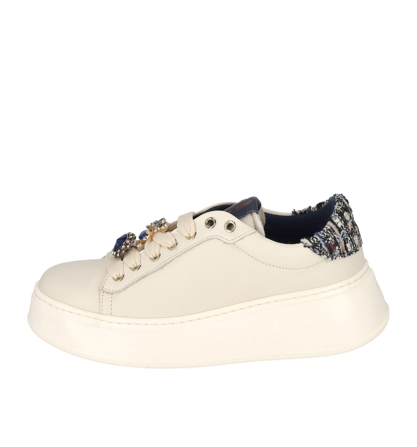 Sneakers platform con riporto bouclè