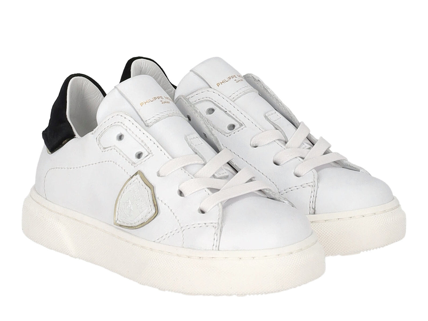 Sneakers in pelle con riporto in velluto