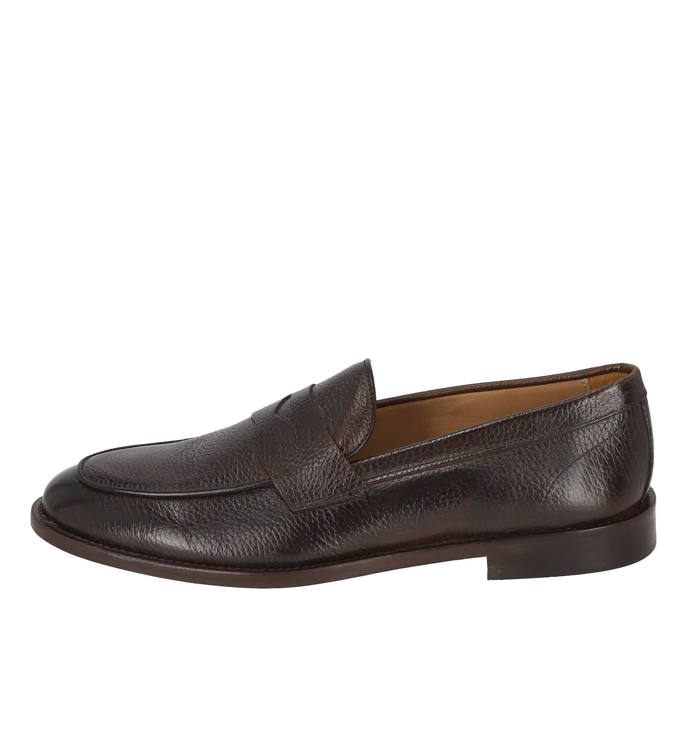 Mocassino in pelle bottalato con bendina fondo cuoio