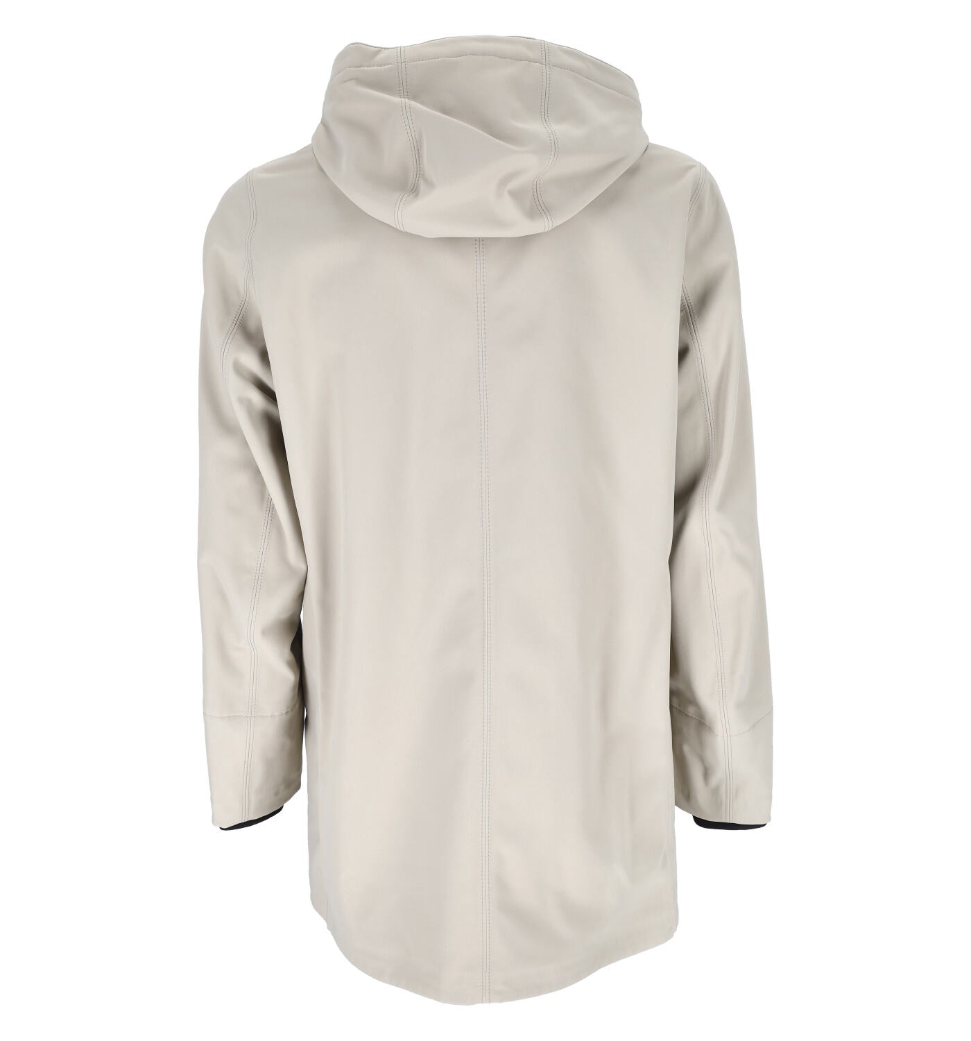 Giacca 3/4 con cappuccio , chiusura con zip .