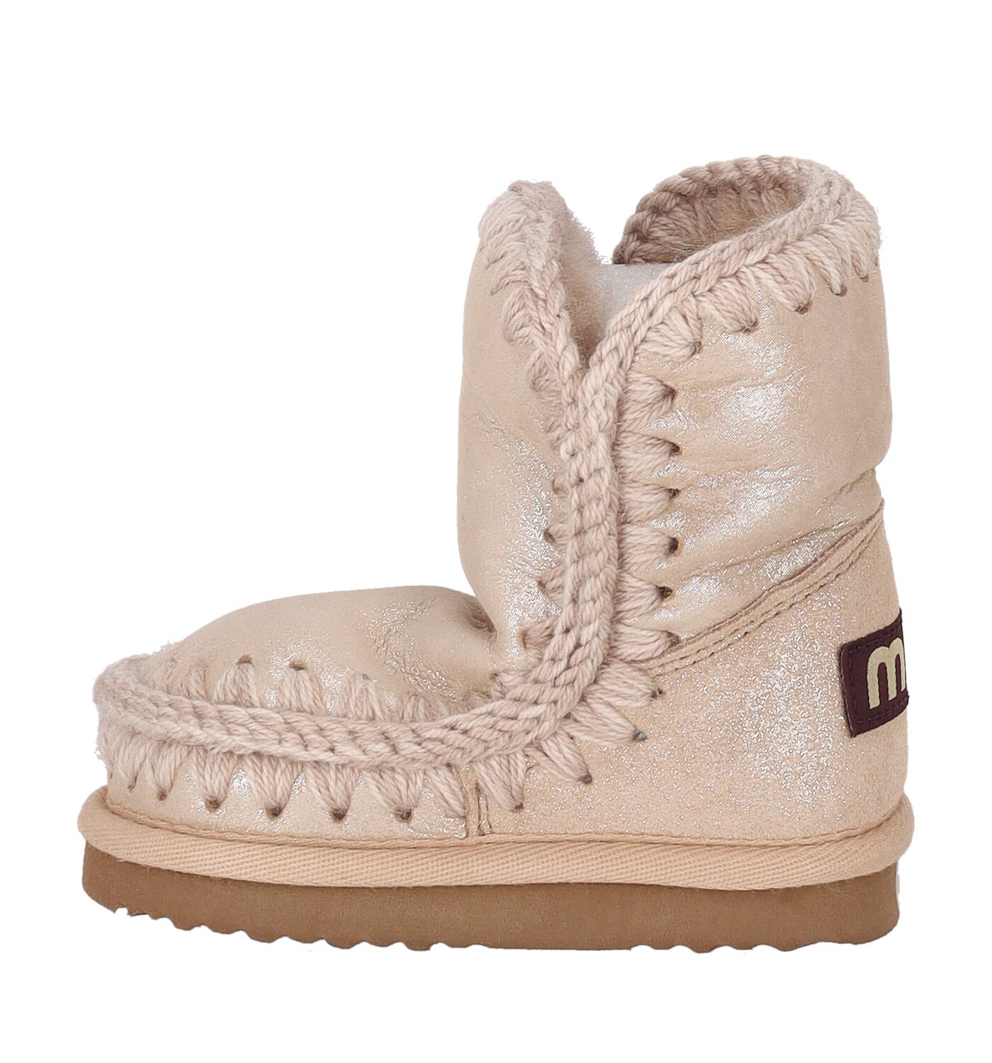 Stivaletto in tessuto microglitter, interno in montone