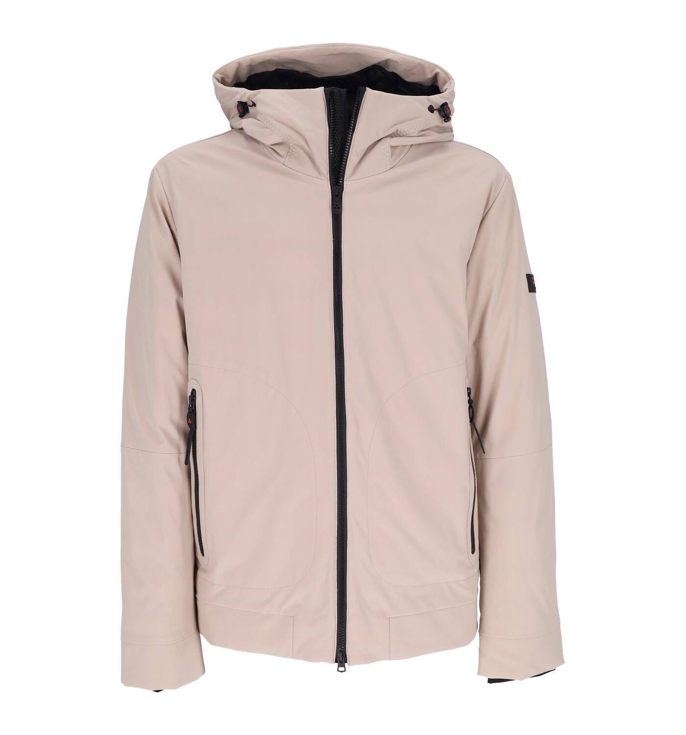 Giubbino corto spalmato con cappuccio