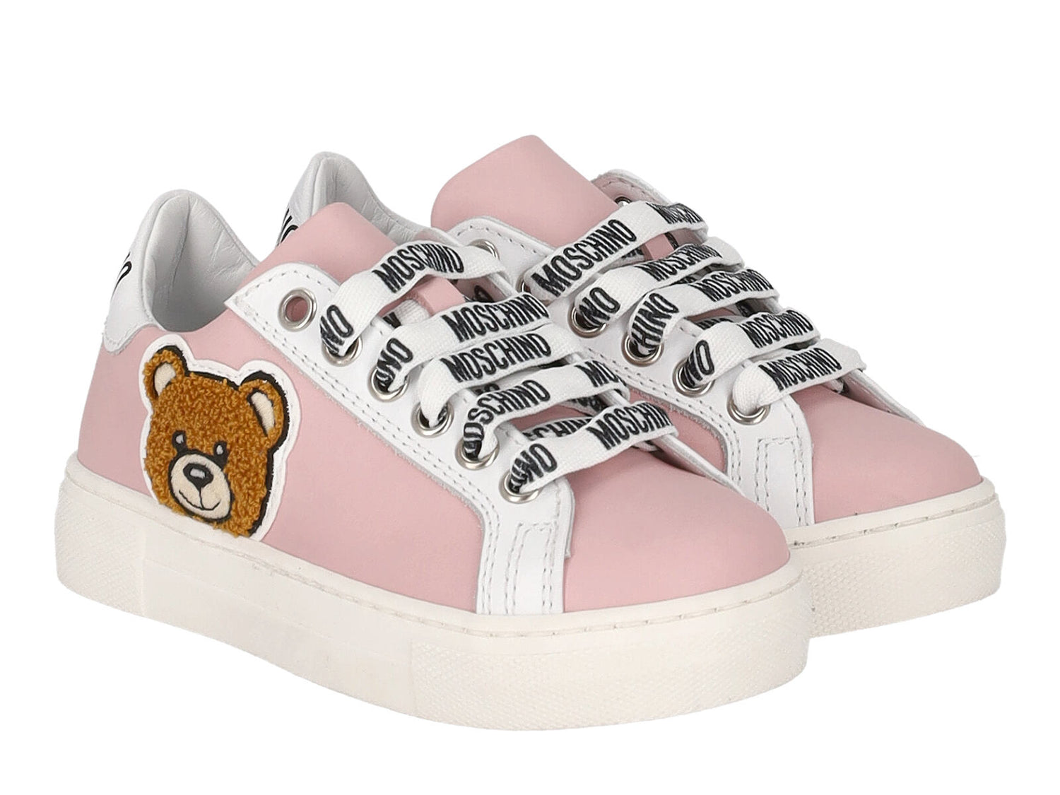 Sneakers in pelle con logo orsetto