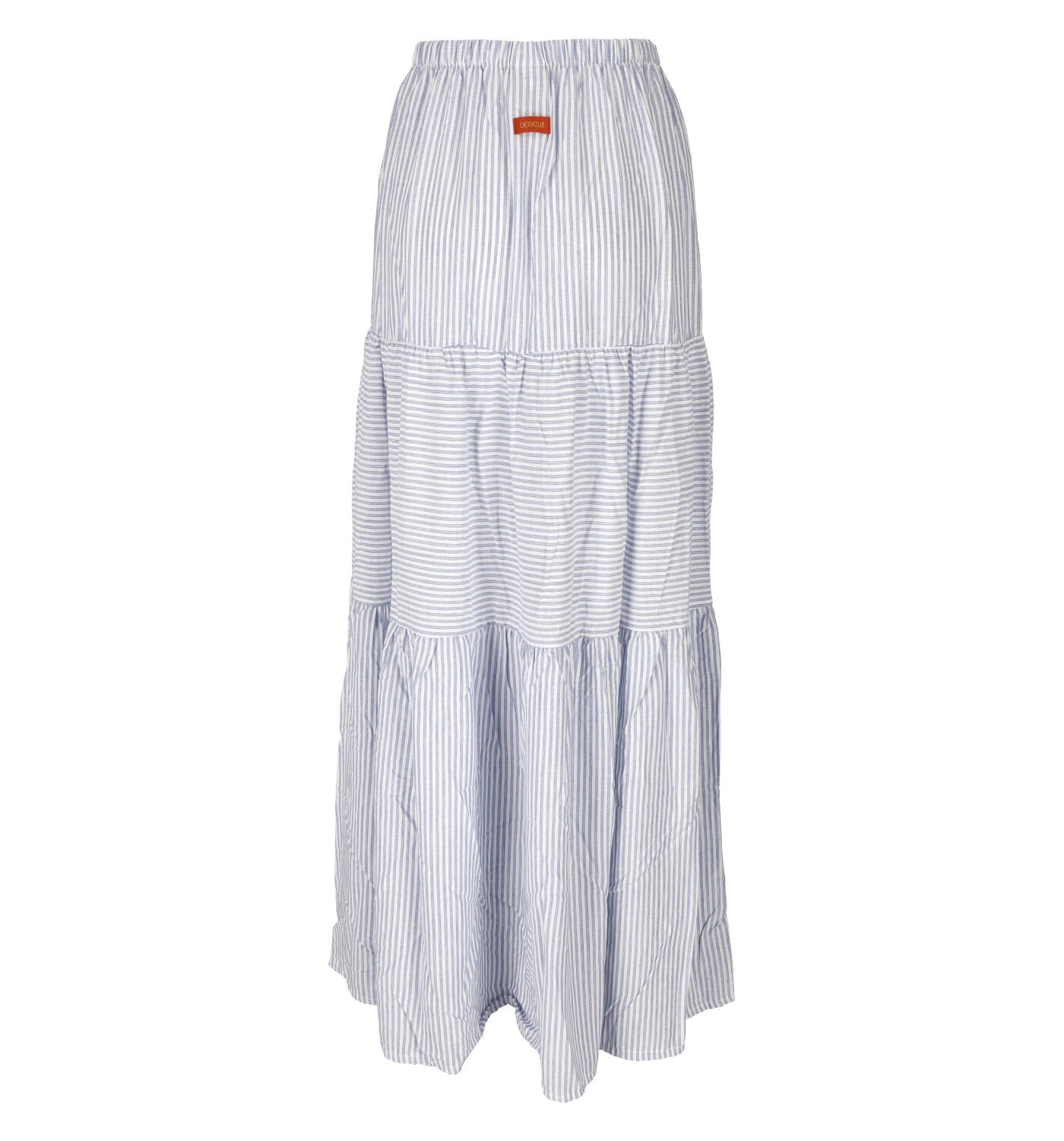 Gonna lunga copricostume con balze rigata lurex