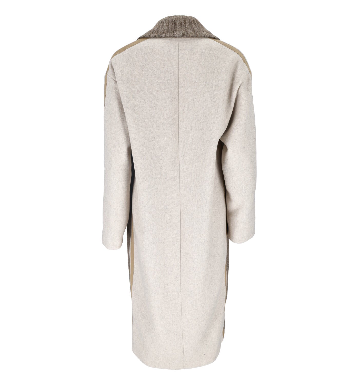 Cappotto bicolore con spilla