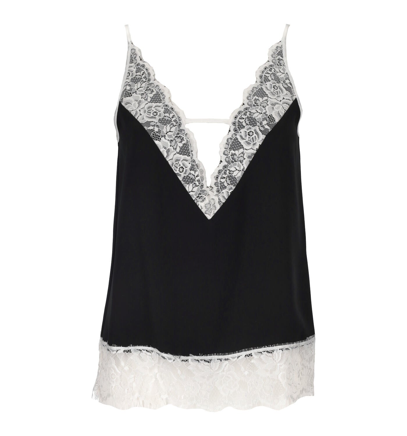 Top scollo a V con fondo in pizzo