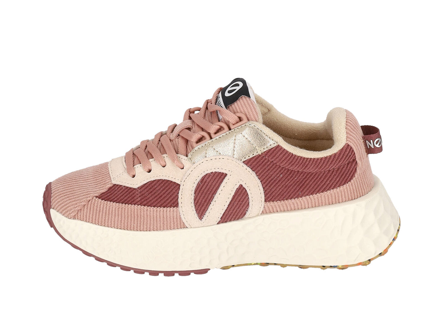 Sneakers con costine bicolore , suola in gomma.