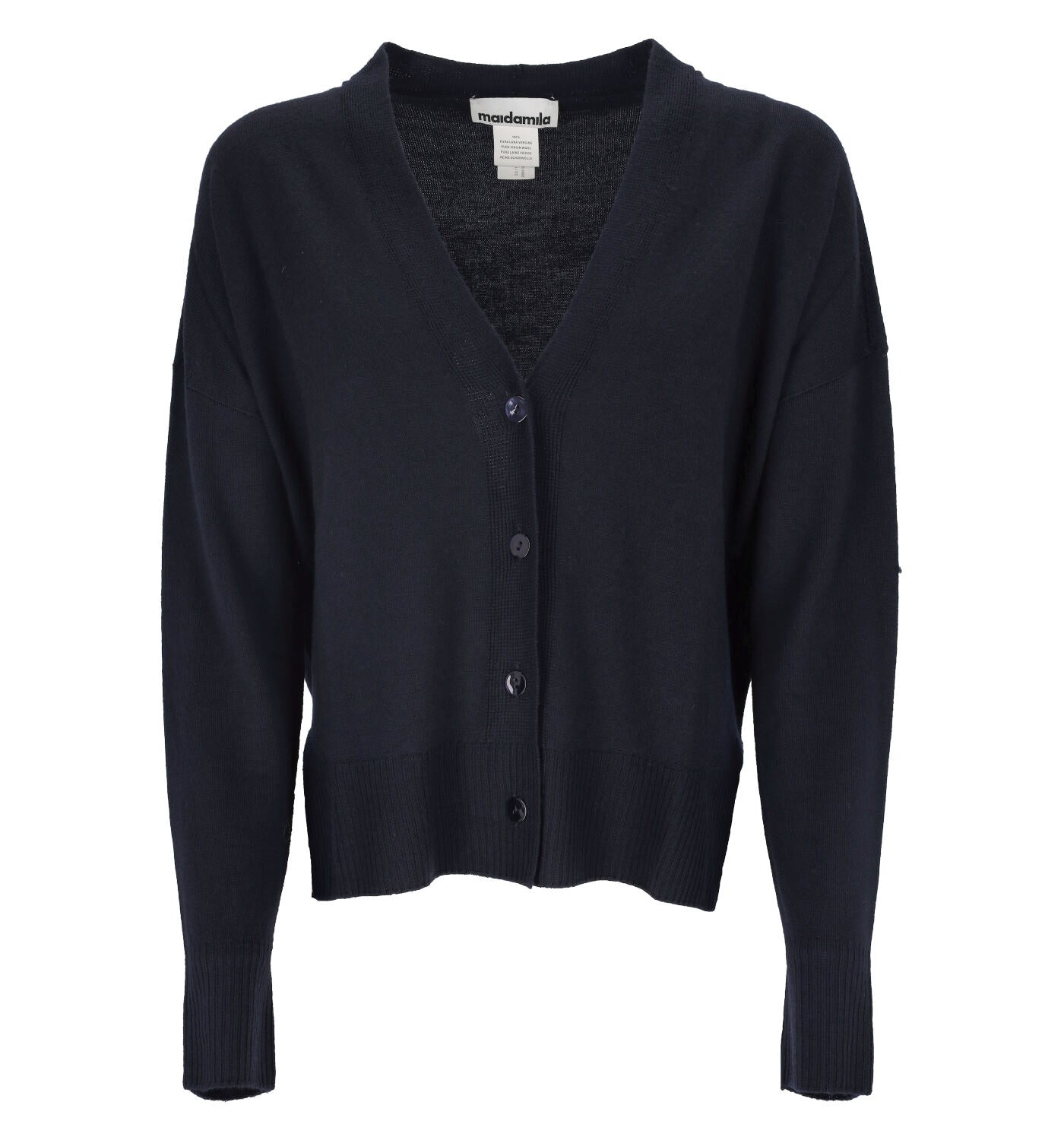 Cardigan over in lana con spacchi ai lati