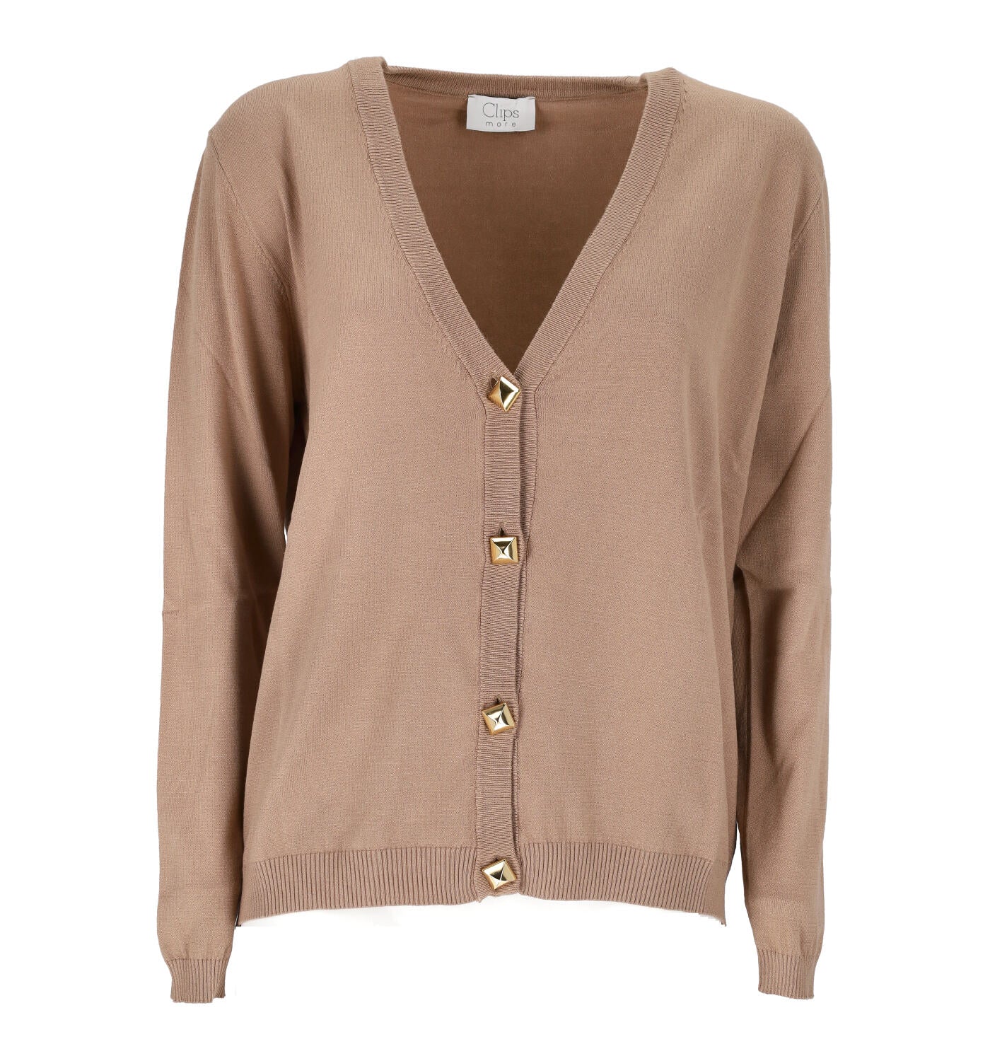 Cardigan in lana con bottoni oro