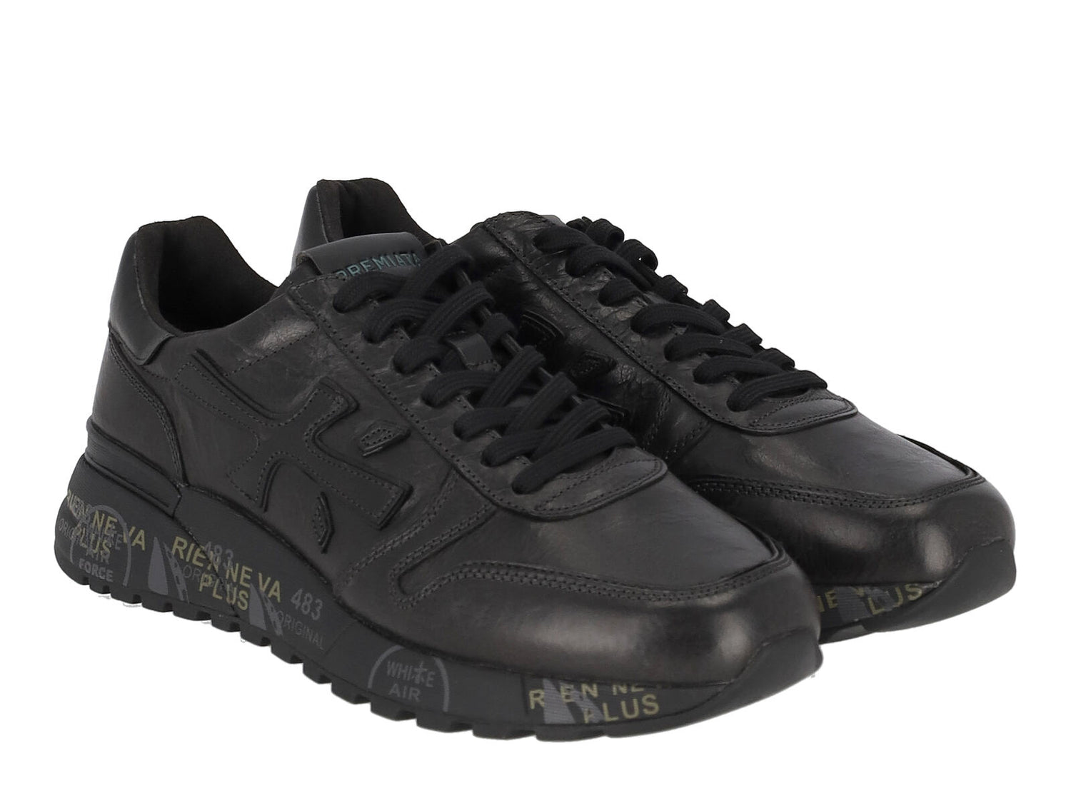 Sneakers in pelle con suola in gomma