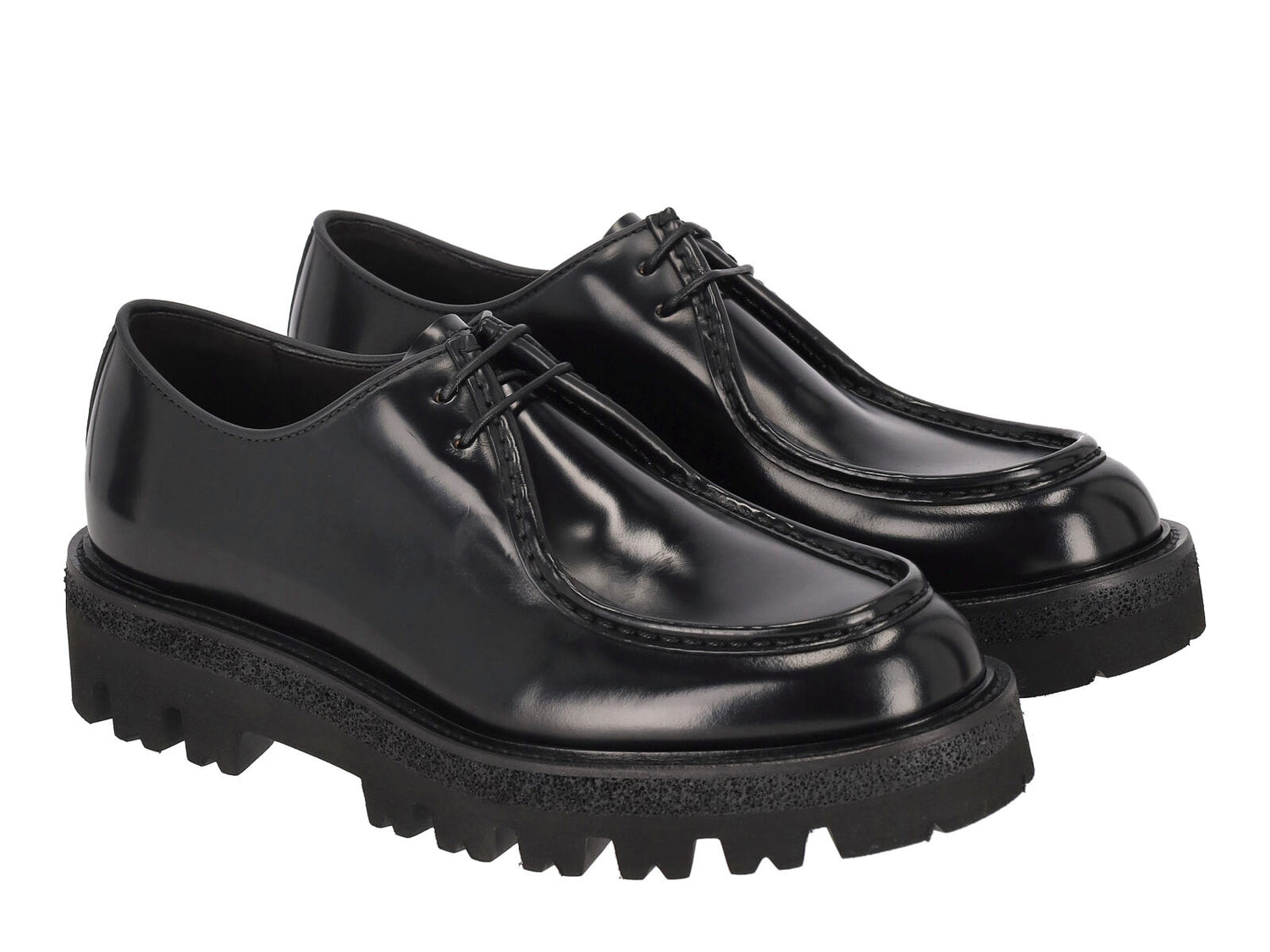 Scarpa modello ingegnere in pelle polished con fondo in gomma roccia