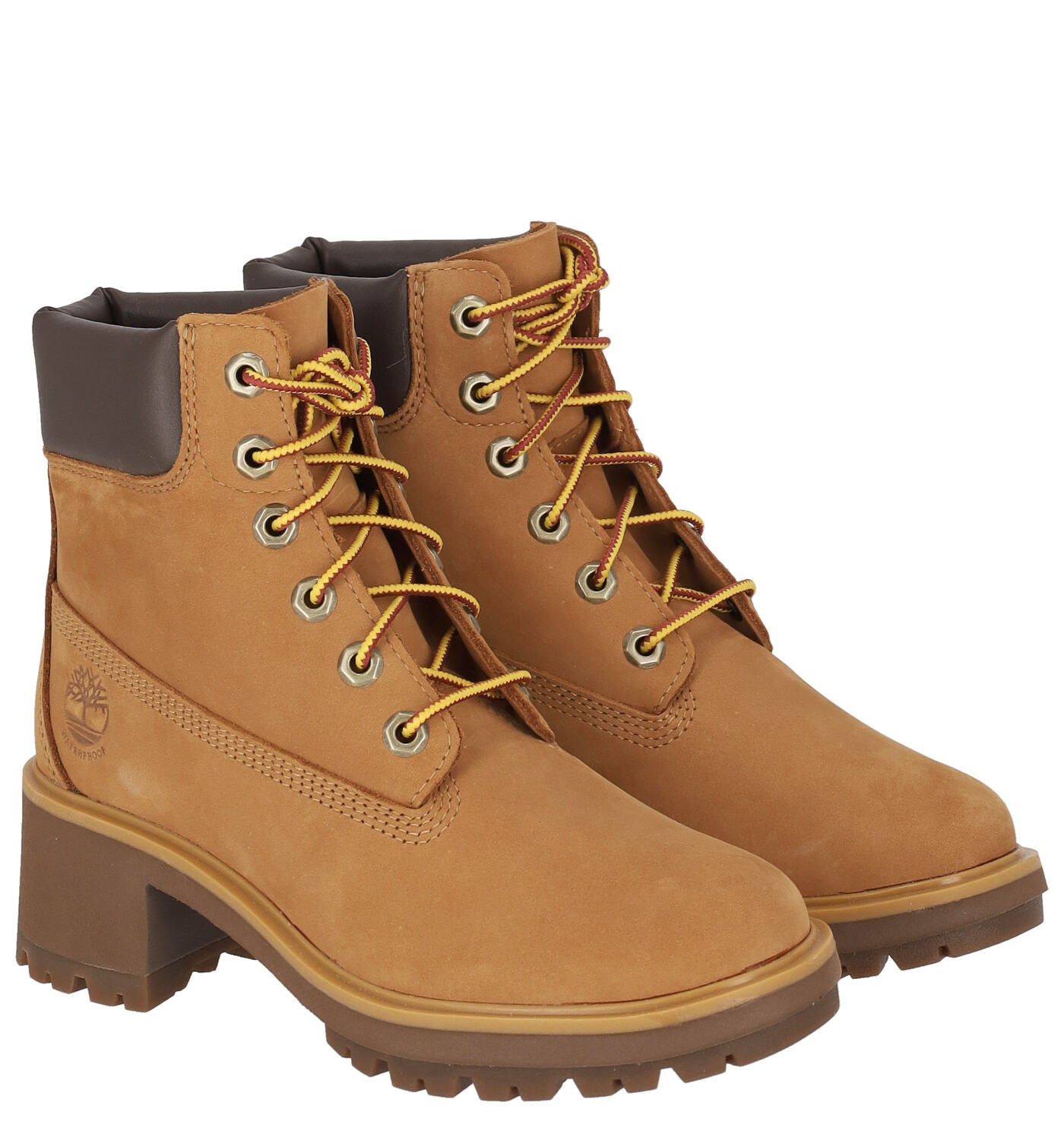 Tronchetto con lacci in nabuk con suola in gomma tacco altezza 5 cm .