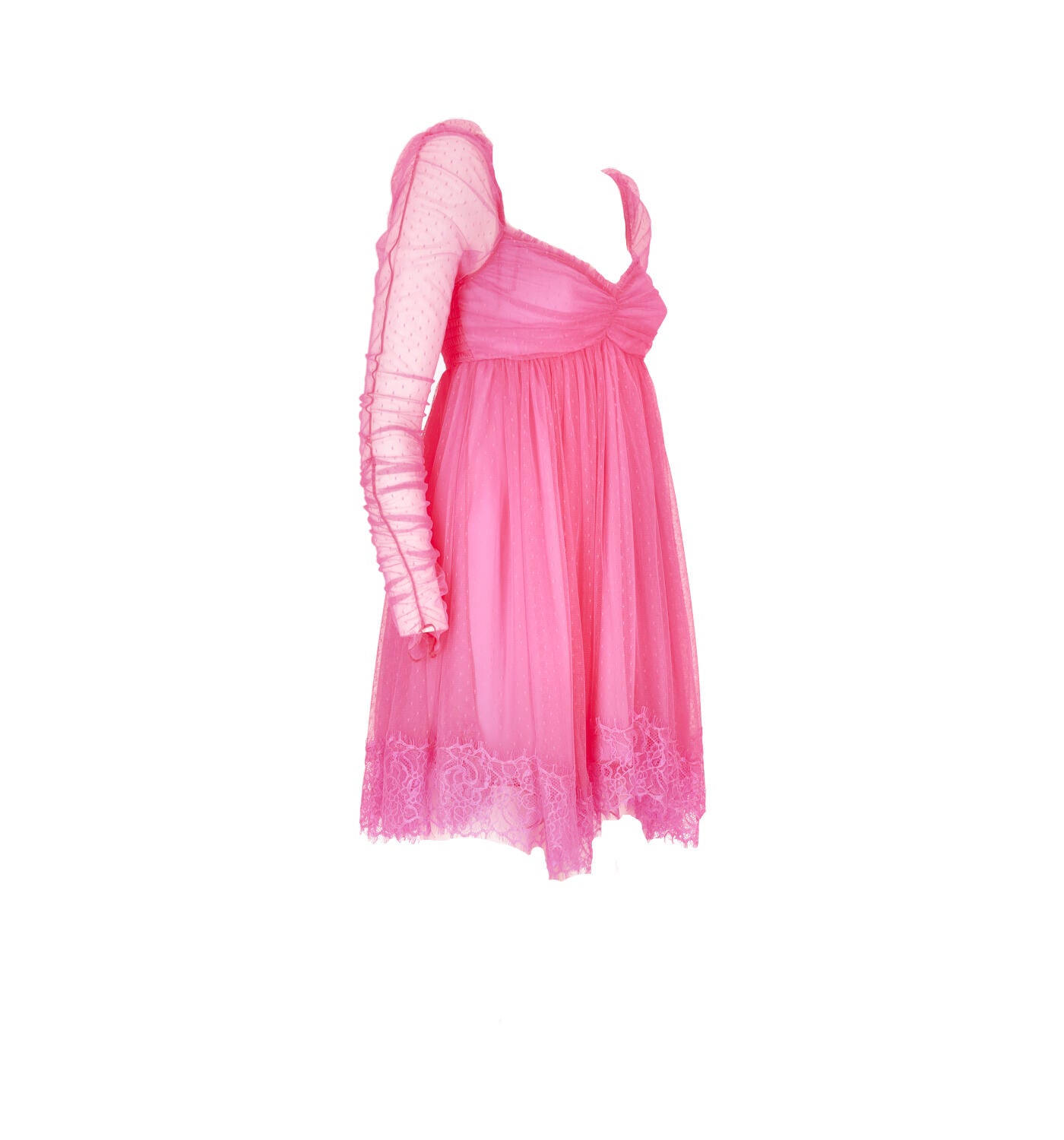 Abito corto con tulle maniche lunghe