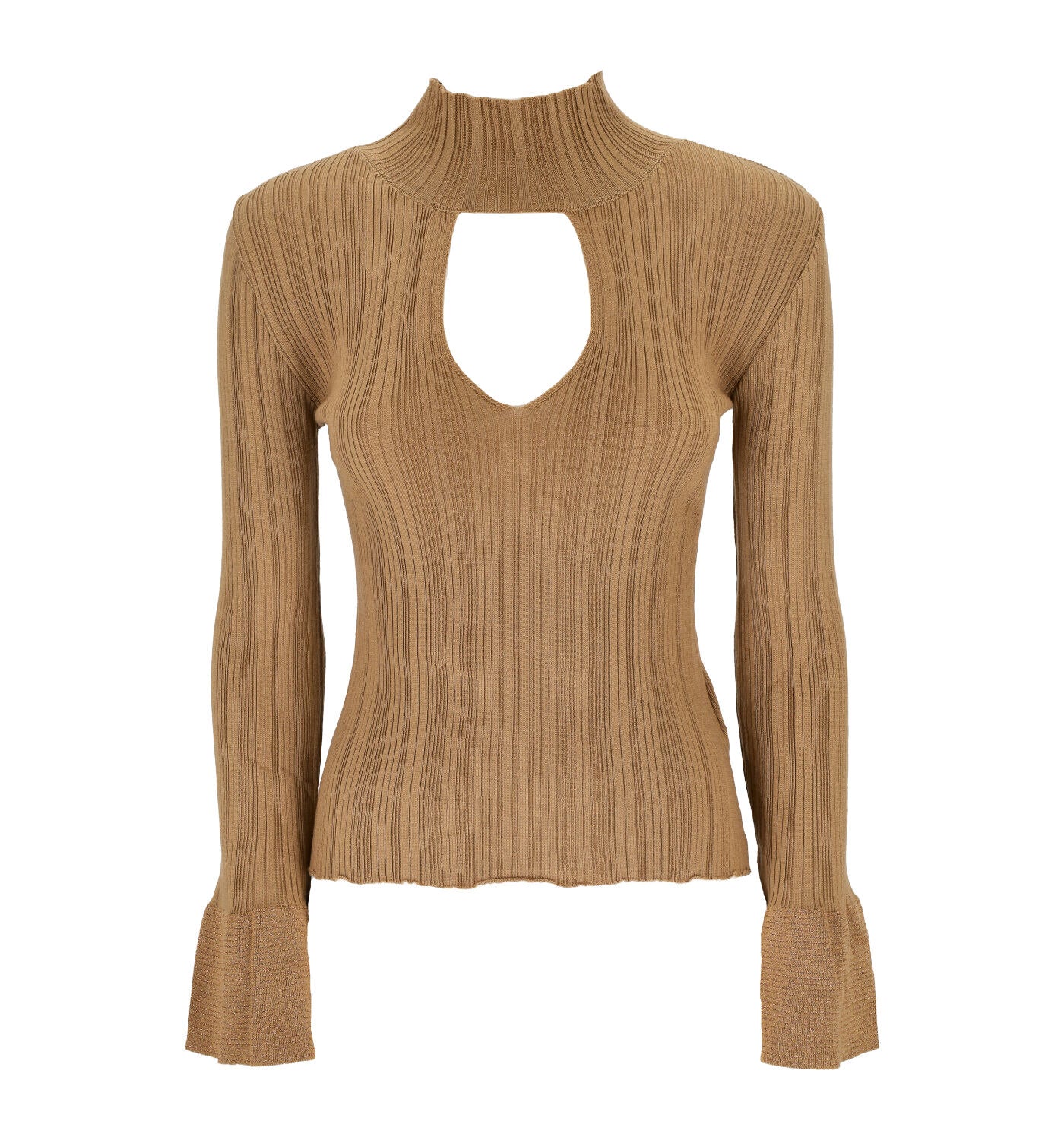 Maglia collo alto a costine con scollo tondo