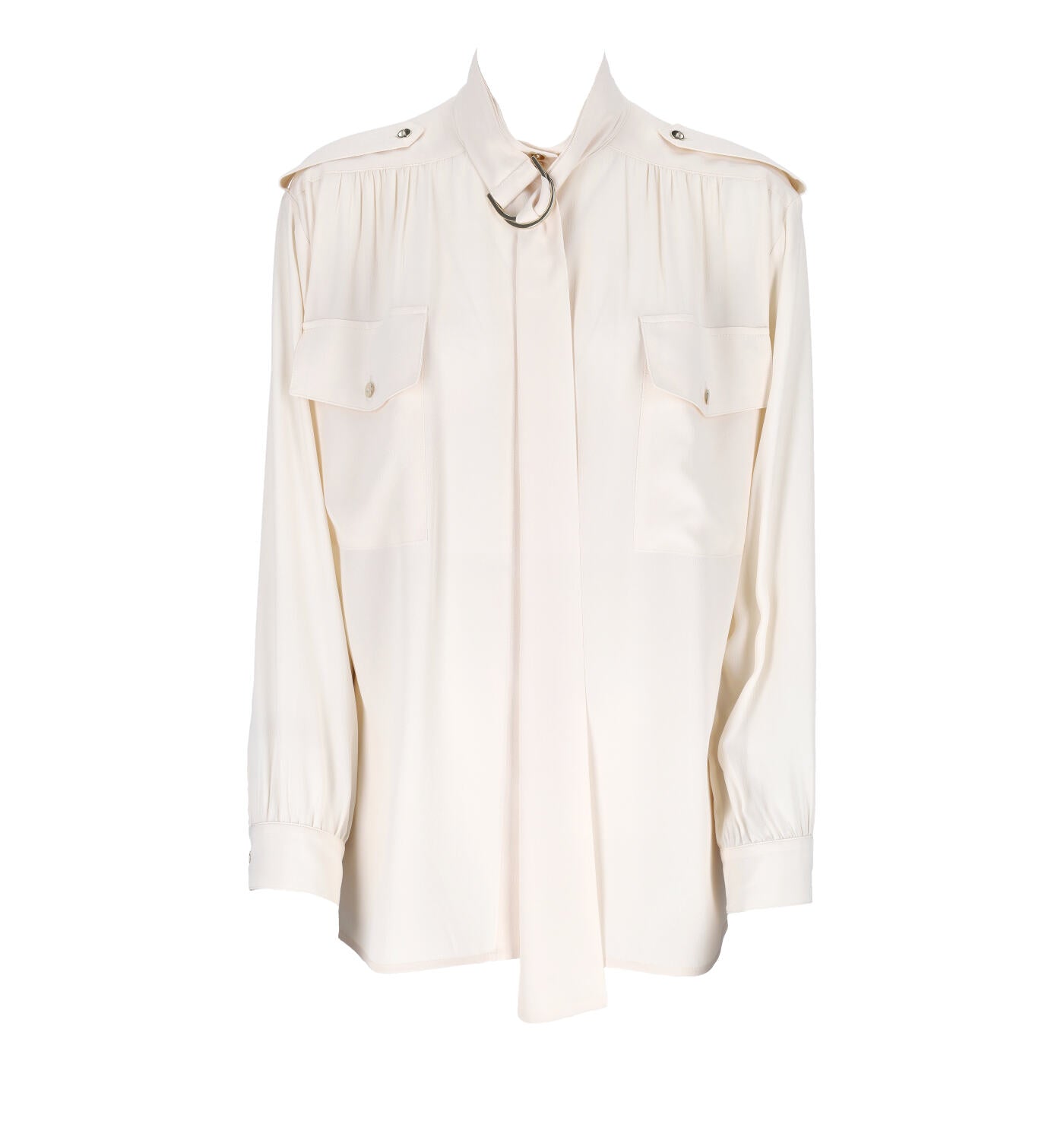 Camicia con al collo sciarpa in tessuto